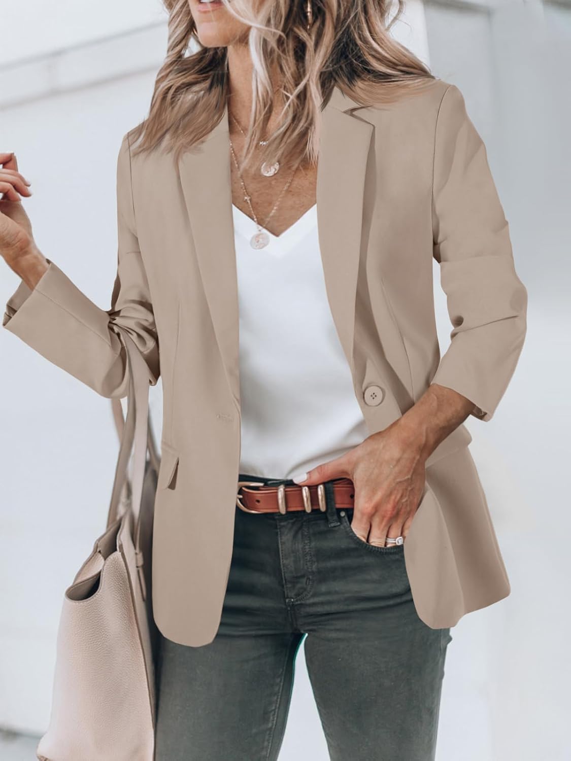 Cicy Bell Womens Casual Blazers Open Front Long Sleeve Work Office Suit Jackets Blazer - Image 3