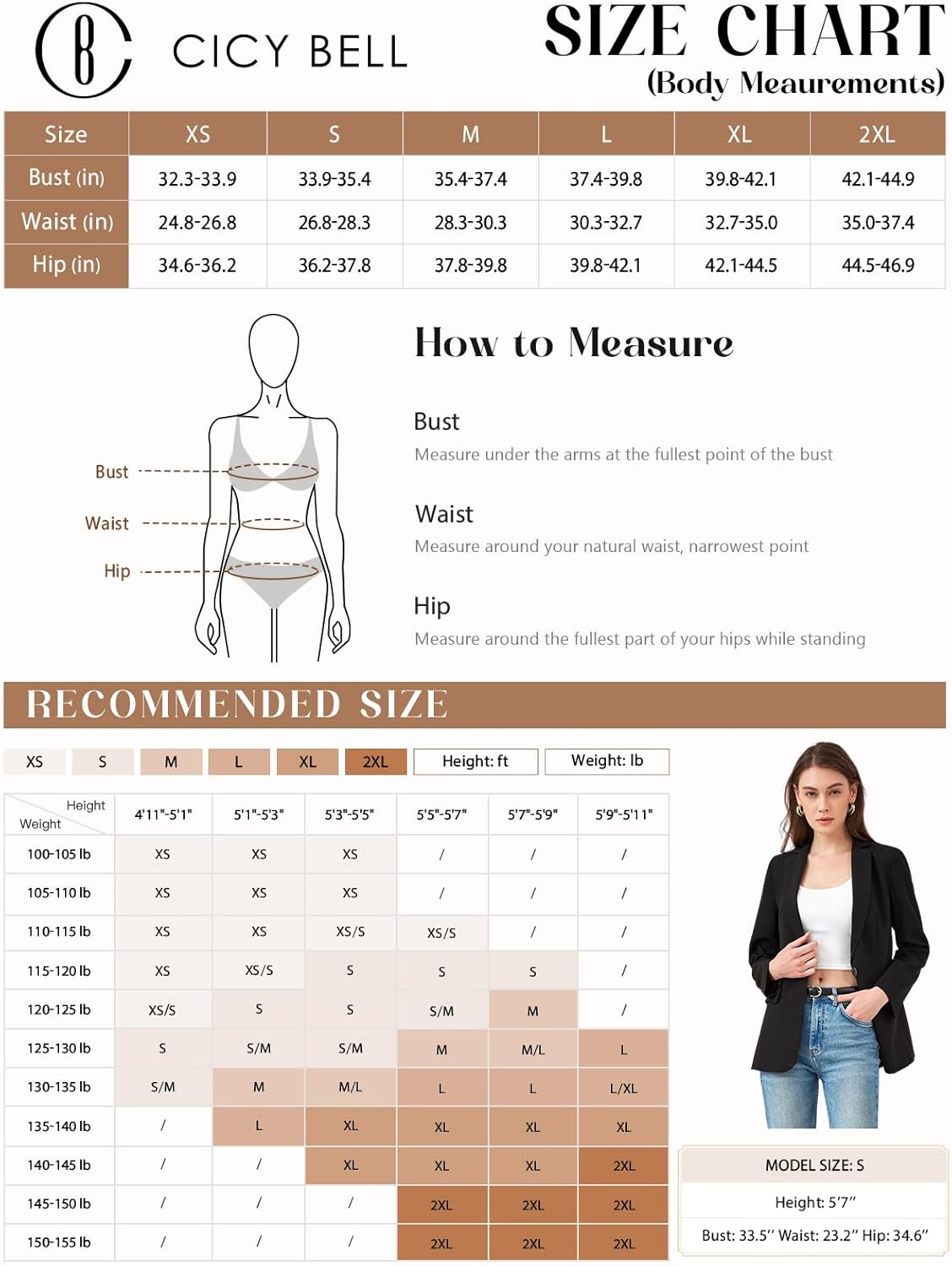 Cicy Bell Womens Casual Blazers Open Front Long Sleeve Work Office Suit Jackets Blazer - Image 6