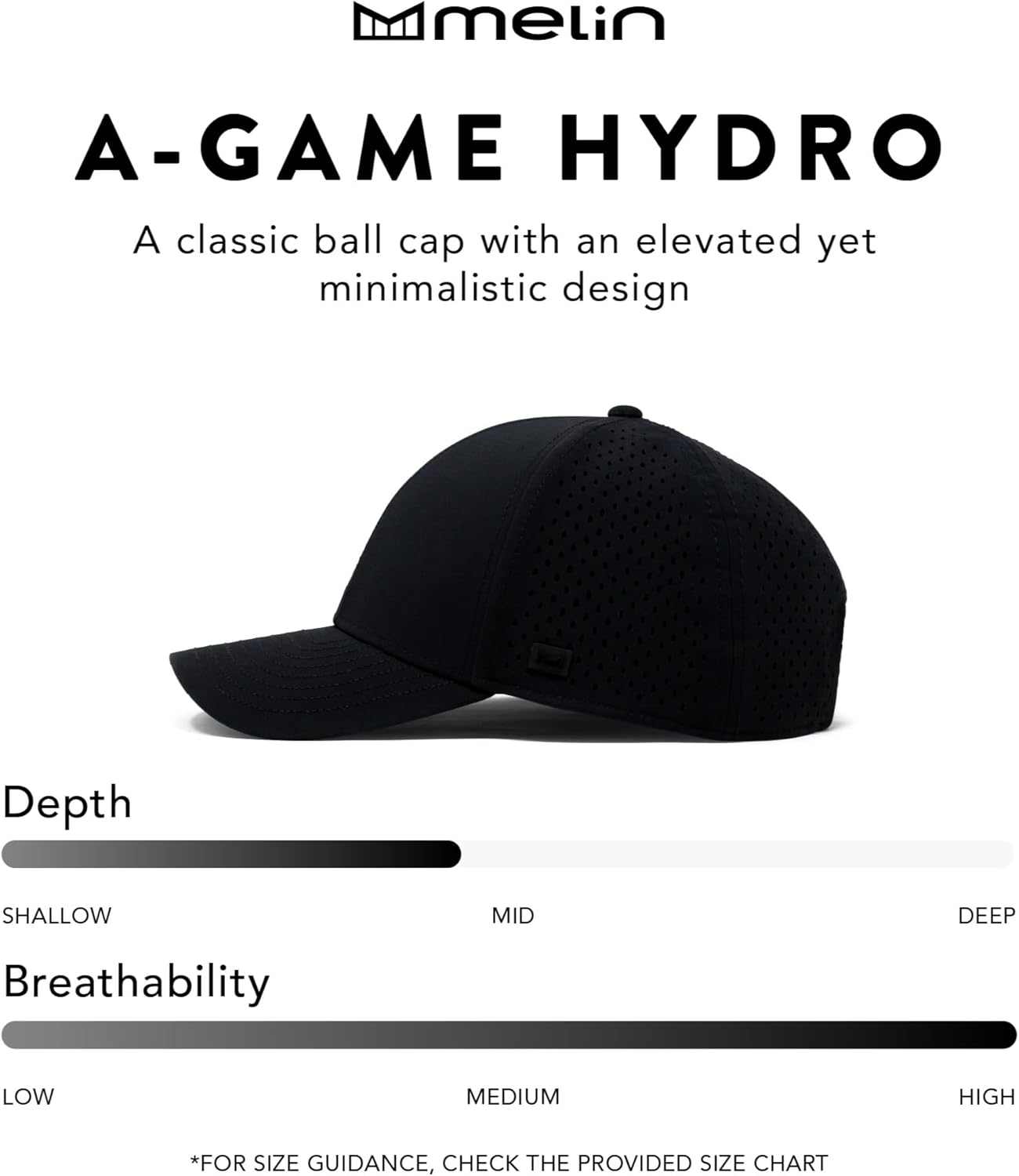 melin A-Game Hydro, Navy, Men’s Performance Snapback Hats, Water-Resistant Fitted Baseball Caps for Men & Women, Golf, Running, or Workout Hat, Small - Image 5