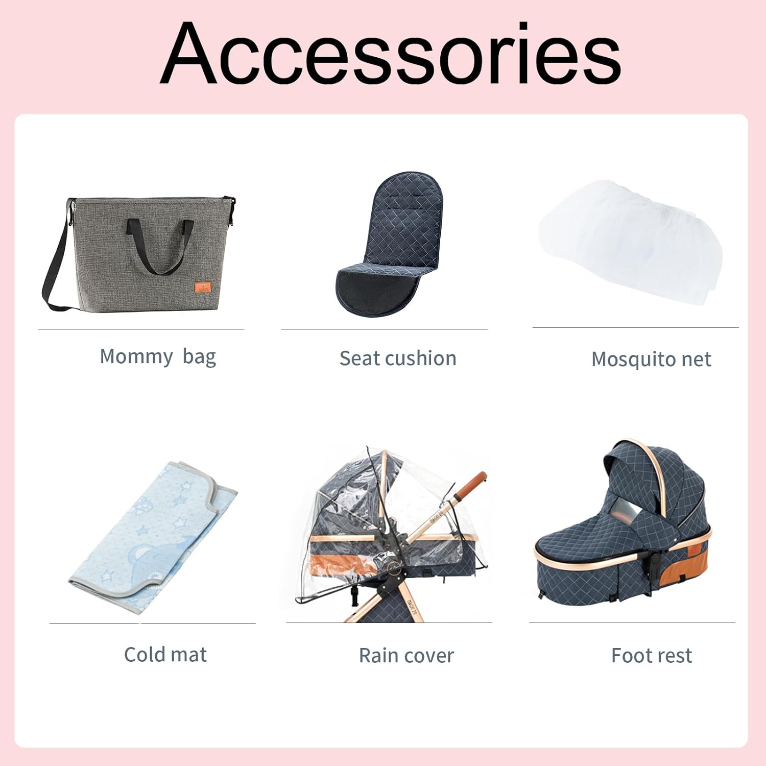 2 in 1 Baby Bassinet Stroller, Convertible Foldable Standard Stroller, Reversible Pushchair Infant Buggy Carriage, Portable High Landscape Pram for Toddler Newborn, Aluminum Alloy (2USV9-WHITE) - Image 3