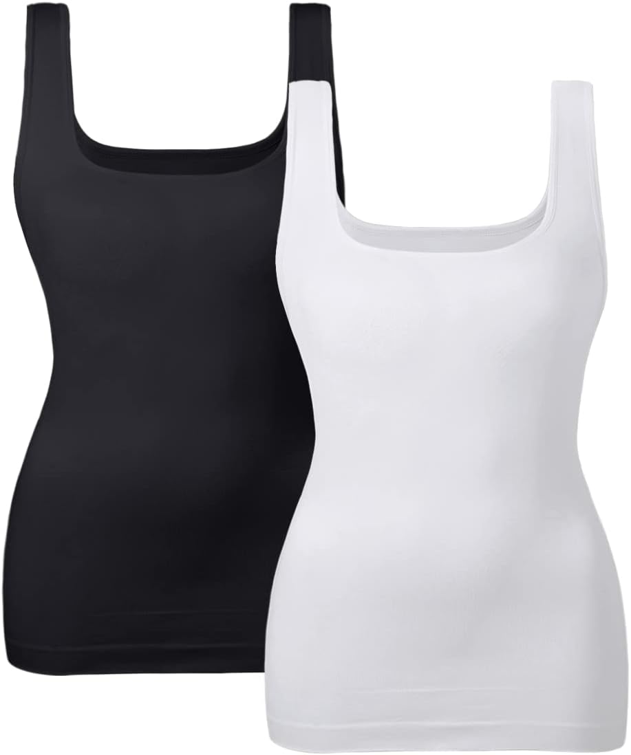 EUYZOU Women Tummy Control Shapewear Tank Tops Seamless Square Neck Compression Tops Slimming Body Shaper Camisole - Image 2