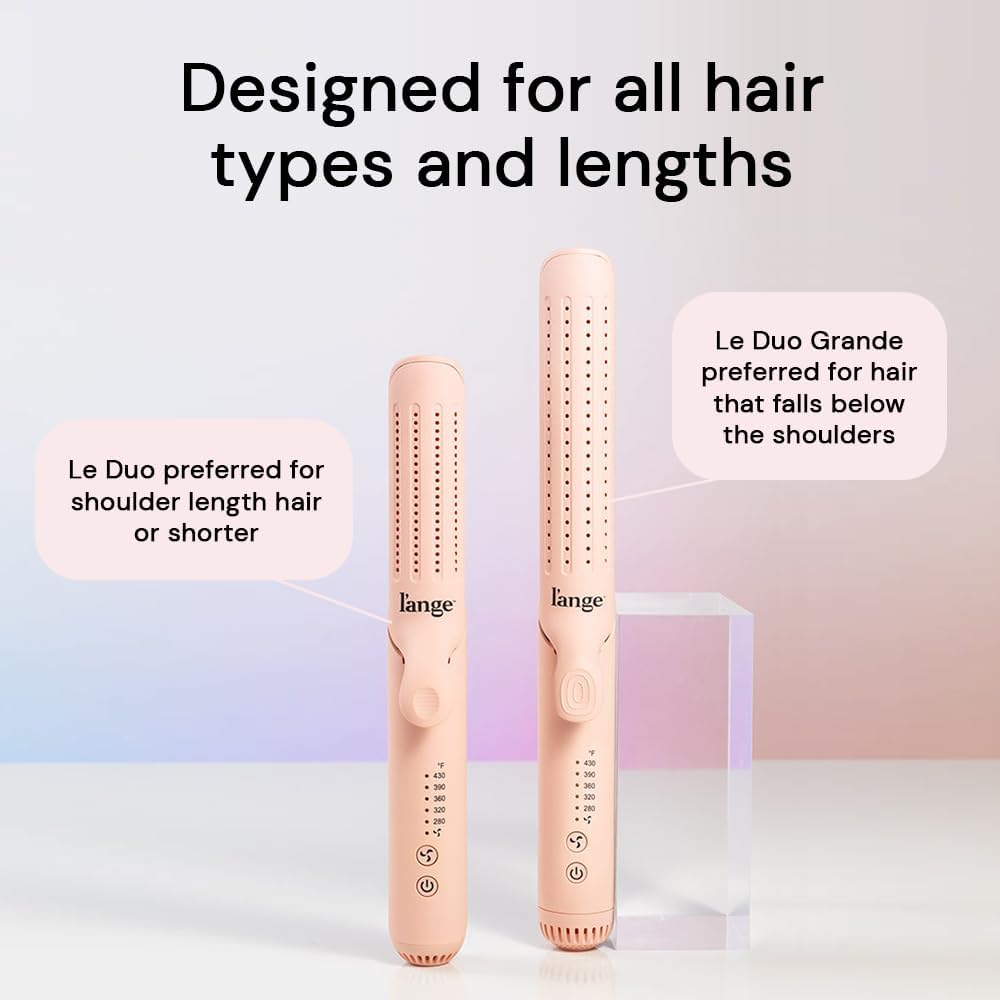 L'ANGE HAIR Le Duo Grande 360° Airflow Styler | 2-in-1 Curling Wand & Titanium Flat Iron Professional Hair Straightener and Curler with Cooling Air Vents to Lock in Style | Adjustable Temp (Blush) - Image 5