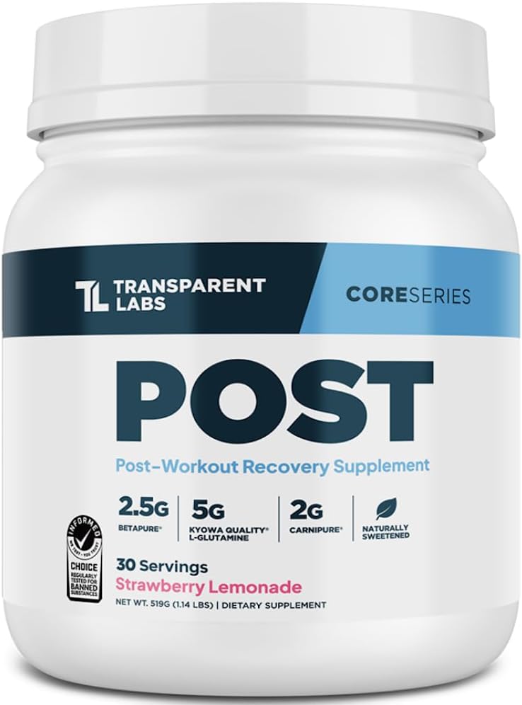 Transparent Labs Post - Post-Workout Recovery Muscle Builder with L-Glutamine, Beta-Alanine and BetaPure Betaine Anhydrous for Muscle Recovery and Muscle Building - 30 Servings, Strawberry Lemonade - Image 2