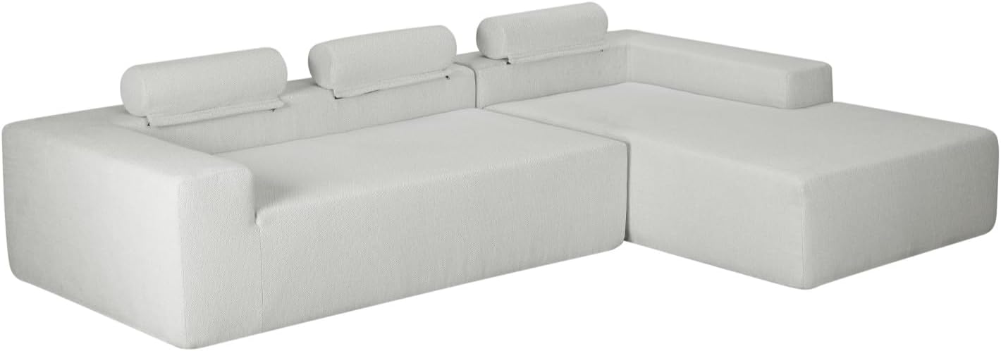 108" Cloud Sectional Couch, Modern Minimalist Modular Sofa with L-Shape Chaise and Deep Seat, Comfy Upholstered Sofa Couch for Living Room Bedroom, No Assembly Required (White, Right Facing) - Image 10