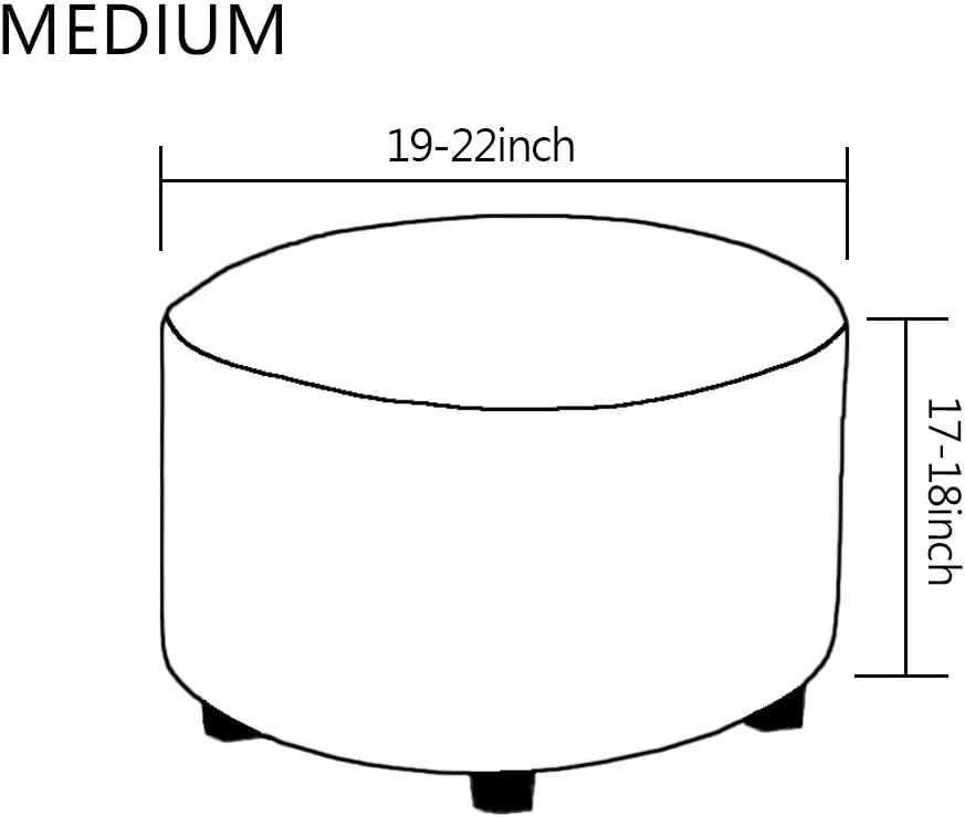 Round Ottoman Slipcover Polyester Blend Footstool Protector Covers Stretch with Elastic Bottom Feature Textured Machine Washable Jacquard Fabric (Gray, Medium Size) - Image 4