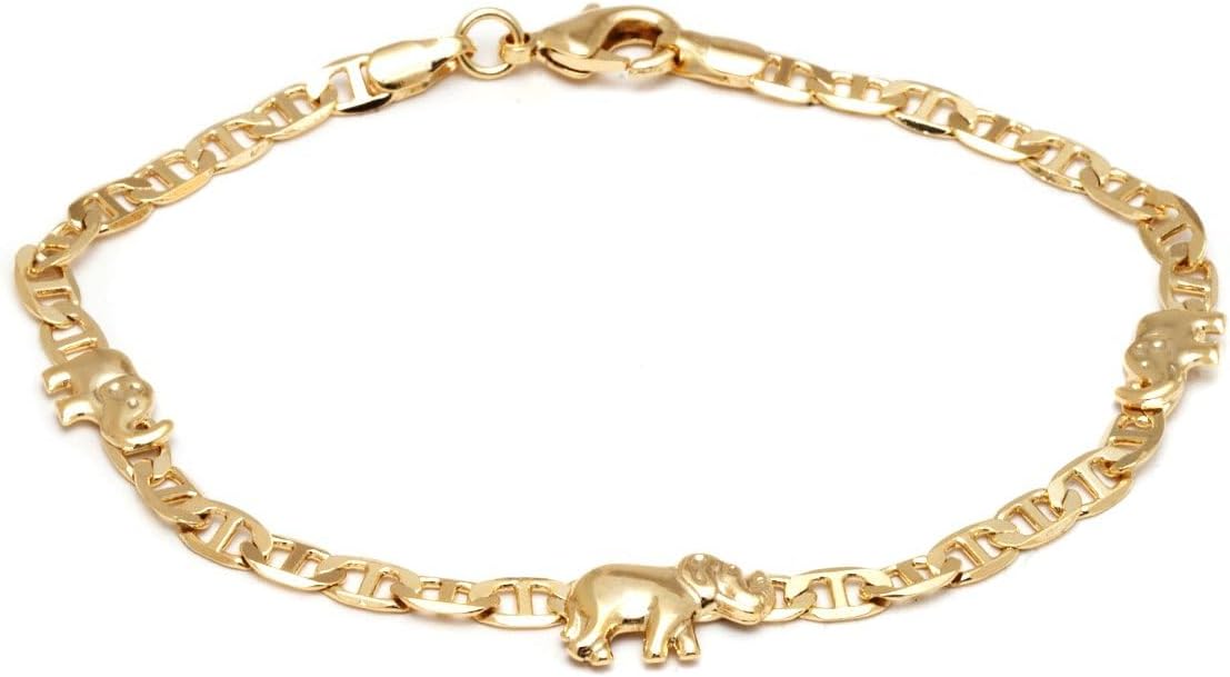 Barzel 18K Gold Plated Flat Marina Elephant Anklet For Women - Made In Brazil - Image 2