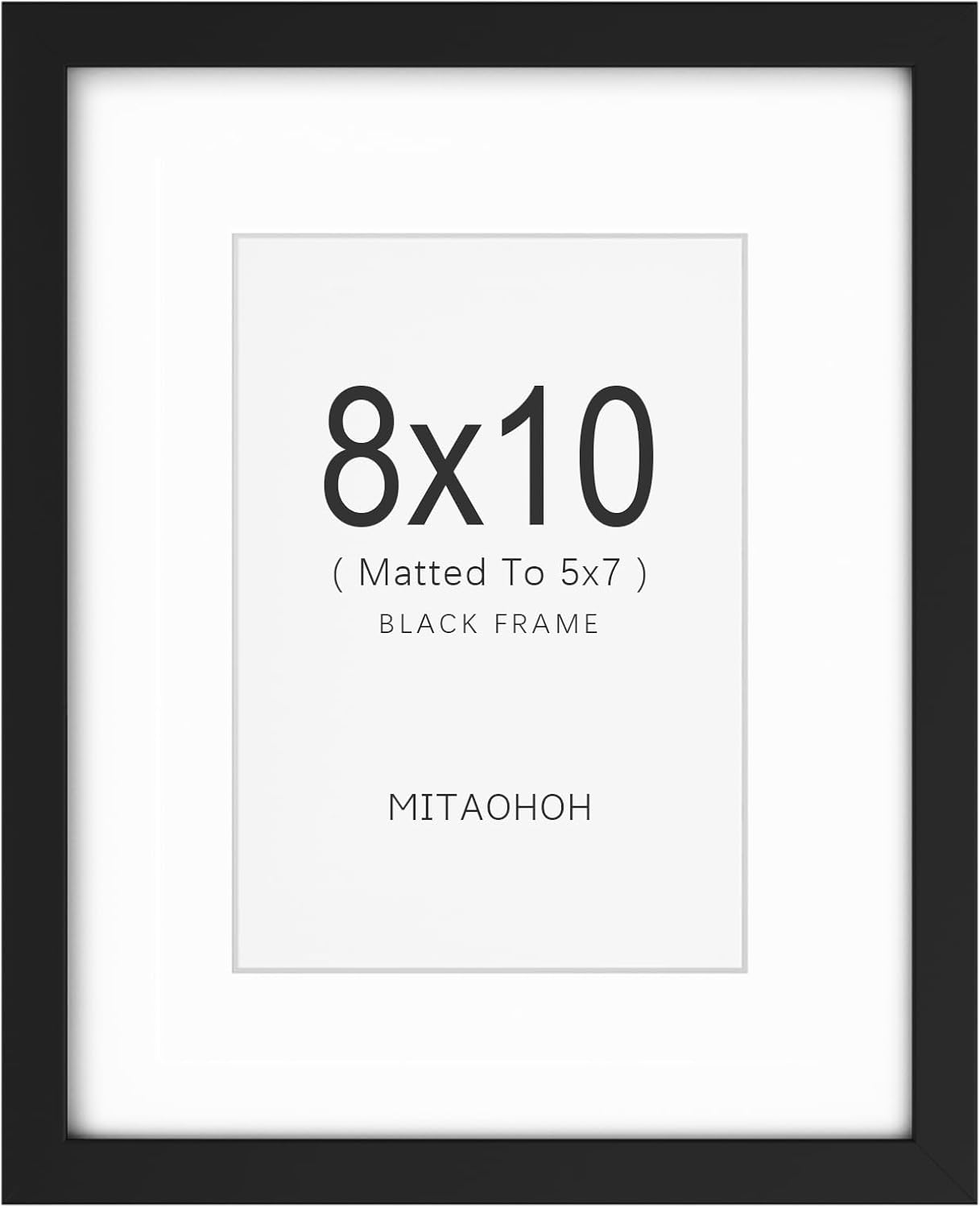 8x10 Picture Frame, 5x7 with Mat or 8x10 Without Mat, Minimalist Style Photo Frame with Plexiglass Cover for Wall & Tabletop Display, Black - Image 2