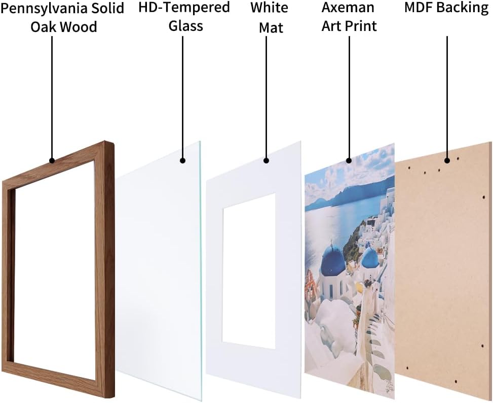 Axeman 18x24 Poster Frame with Mat for 16x20, Solid Oak Wood Picture Frame with Tempered Glass, Wooden 18''x24'' Minimalist Photo Frame with Free Wall Hooks for Art Photo and Prints, Walnut - Image 7