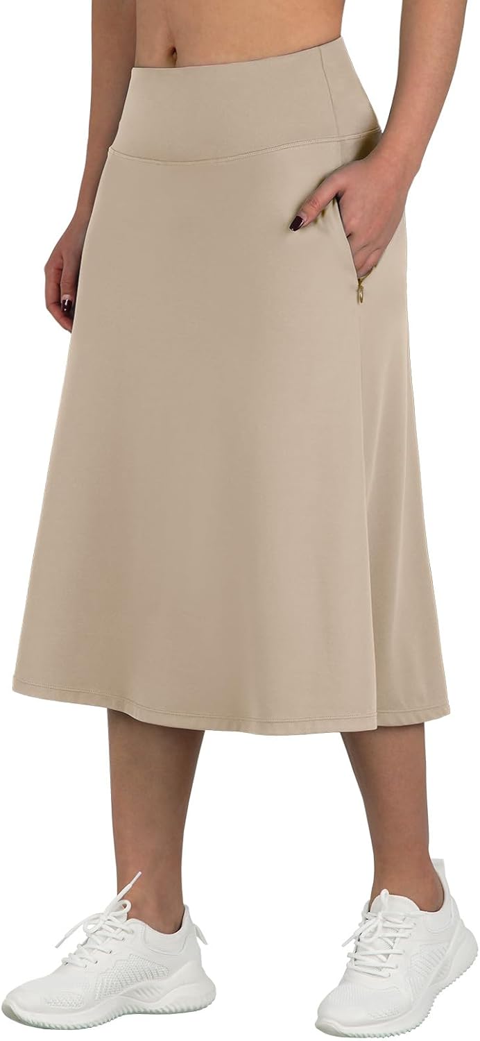 ANIVIVO Women's Midi Length Skorts Skirts with Pockets Modest Skirts 28" Long Knee Length Athletic Skorts - Image 3