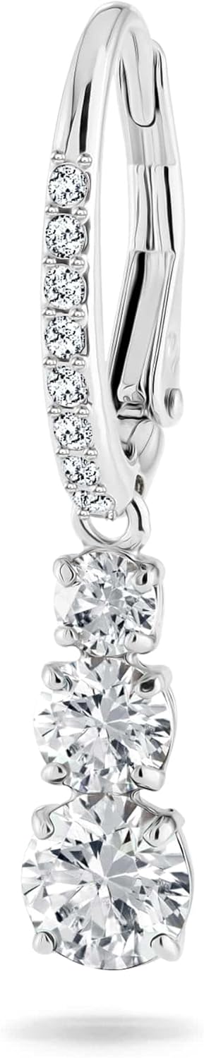 Swarovski Stilla Attract Trilogy Drop Pierced Earrings with White Crystals on a Rhodium Plated Setting with Hinged Closure - Image 4