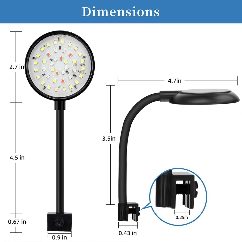 Mini Clip On Aquarium Light 7W Dimmable Small Fish Tank Light USB Moving Lamp with White Red Blue Green LED for 1 to 3 Gallon Tanks - Image 7