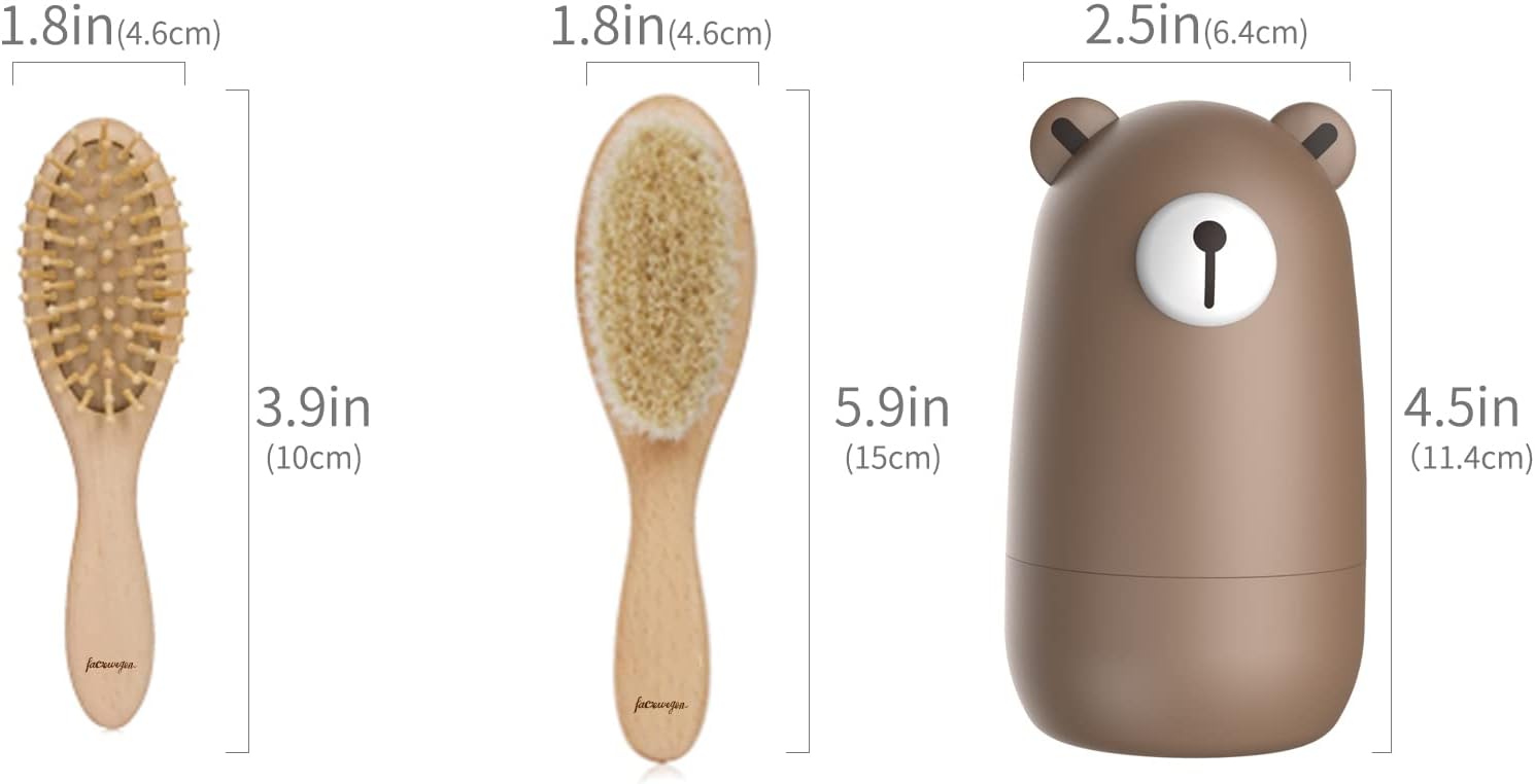 6-in-1 Baby Grooming Set, Natural Wooden Hairbrush and Comb, Nail Clippers,Nail Scissors, Nail File and Tweezers for Kids and Newborns in Nice Gift Box - Image 5