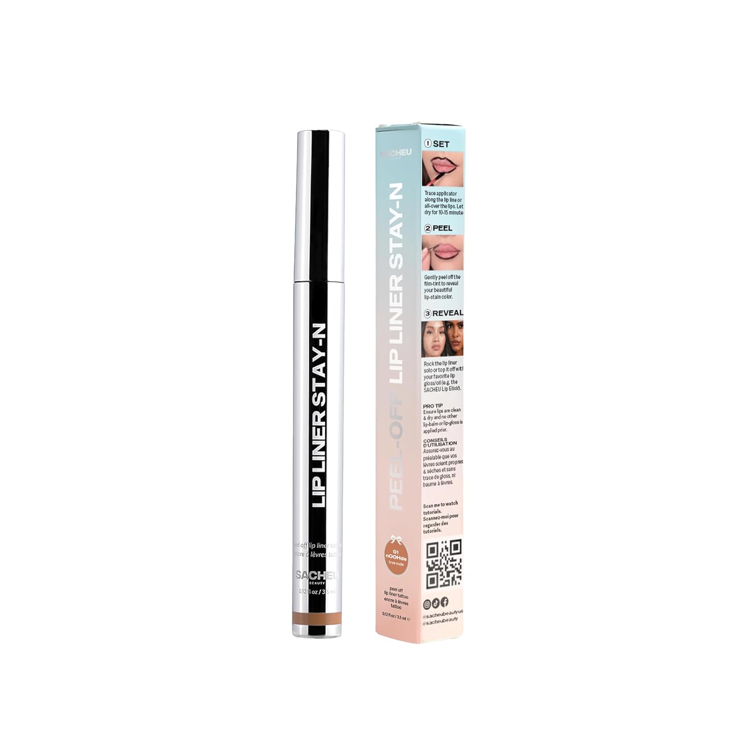 Sacheu Lip Liner Stay-N - Peel Off Lip Stain. Long Lasting Matte Lip Tattoo, Transfer Proof Lipstain Infused with Hyaluronic Acid & Vitamin E, for All Skin Types. Vegan and Cruelty-Free, nOOHde - Image 9