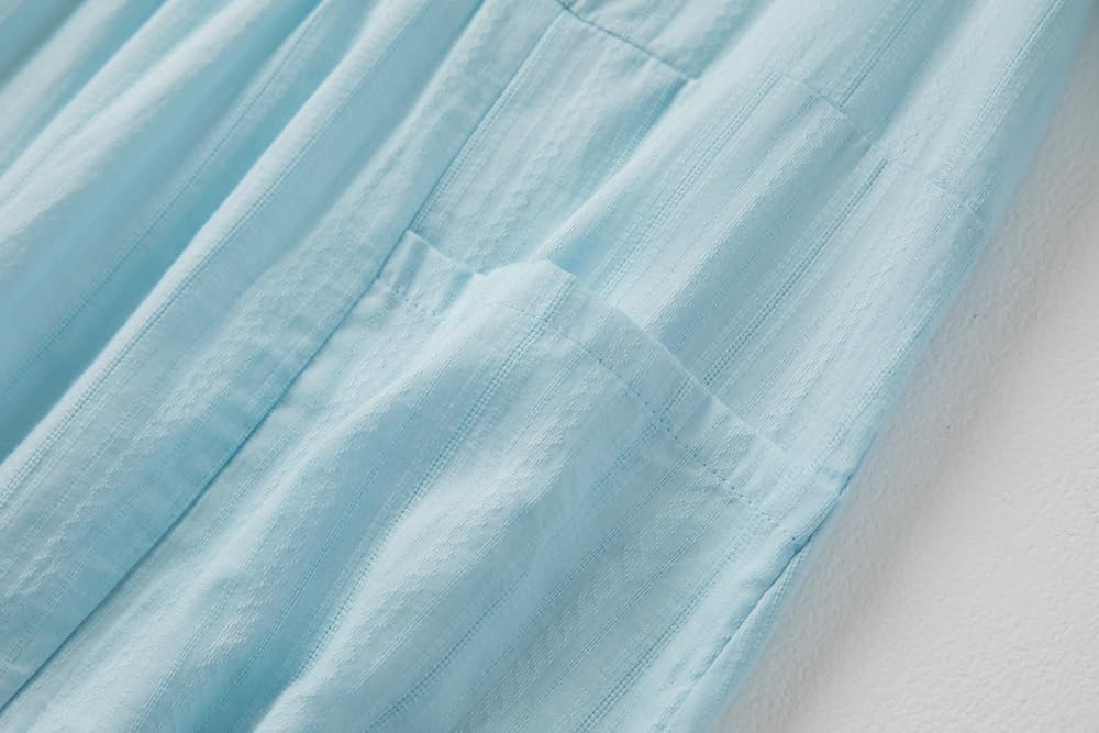 Lafural Womens V Neck Cotton Casual Loose Shift Tunic Smock Summer Dresses Vacation Dress 3/4 Sleeve Pocket - Image 7