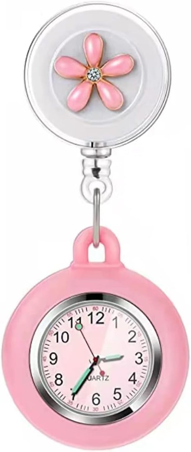 3X Retractable Nurse Watch for Nurses Doctors, Clip-on Hanging Lapel Nurse Watch Silicone Cover Brooch Fob Pocket Watch Badge Reel - Image 2