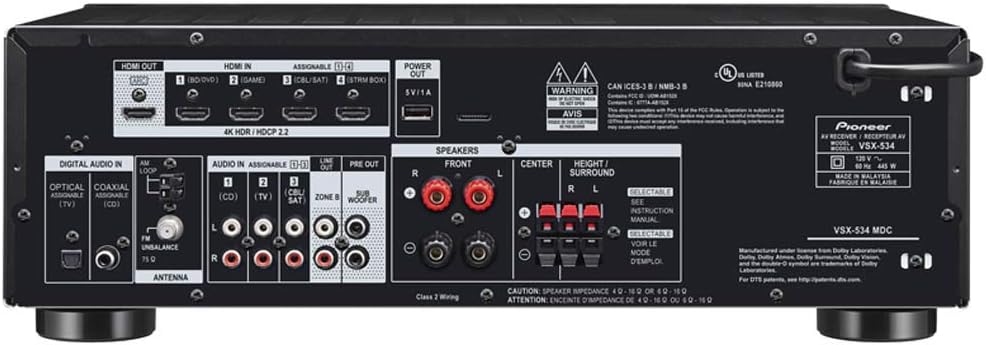 Pioneer VSX-534 Home Audio Smart AV Receiver 5.2-Ch HDR10, Dolby Vision, Atmos and Virtual Enabled with 4K and Bluetooth - Image 3