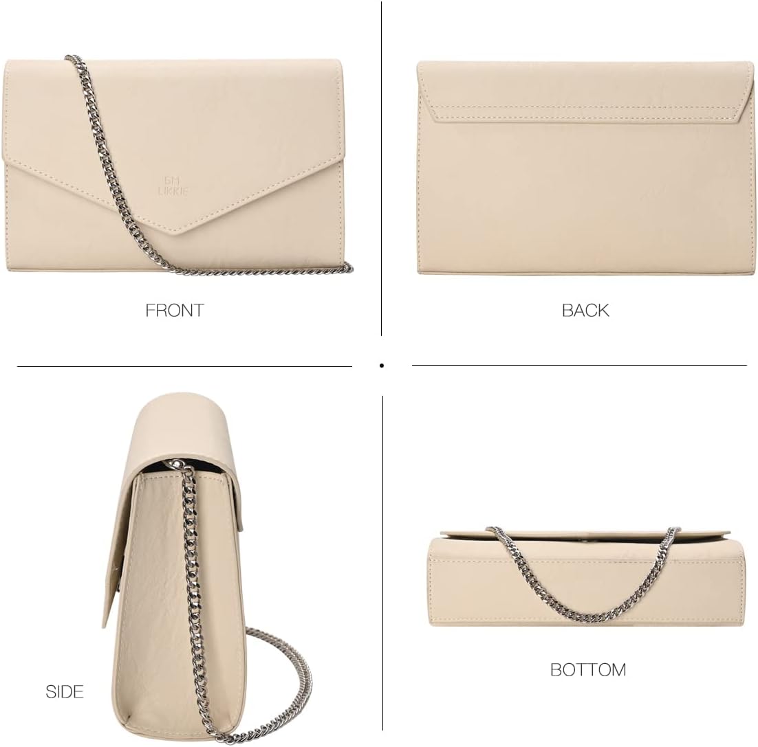 GM LIKKIE Clutch Purse for Women, Evening Envelope Clutch Bag, Crossbody Foldover PU Leather Shoulder Handbag - Image 5