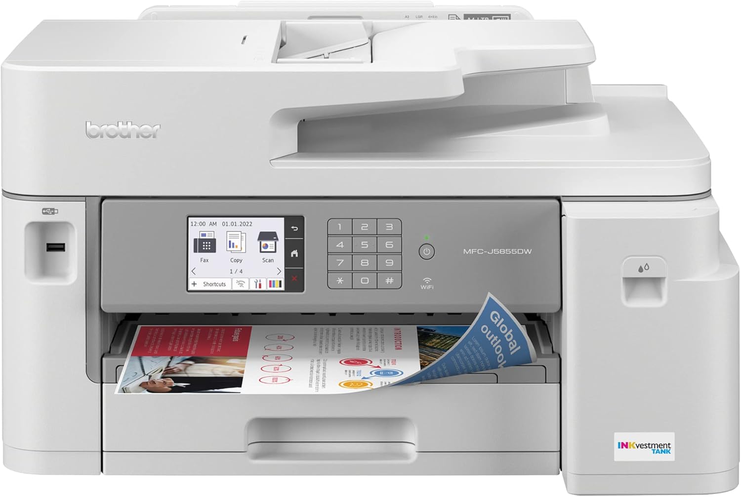 Brother MFC-J5855DW INKvestment Tank Color Inkjet All-in-One Printer with up to 1 Year of Ink in-box1 and to 11” x 17” Printing Capabilities, White - Image 2