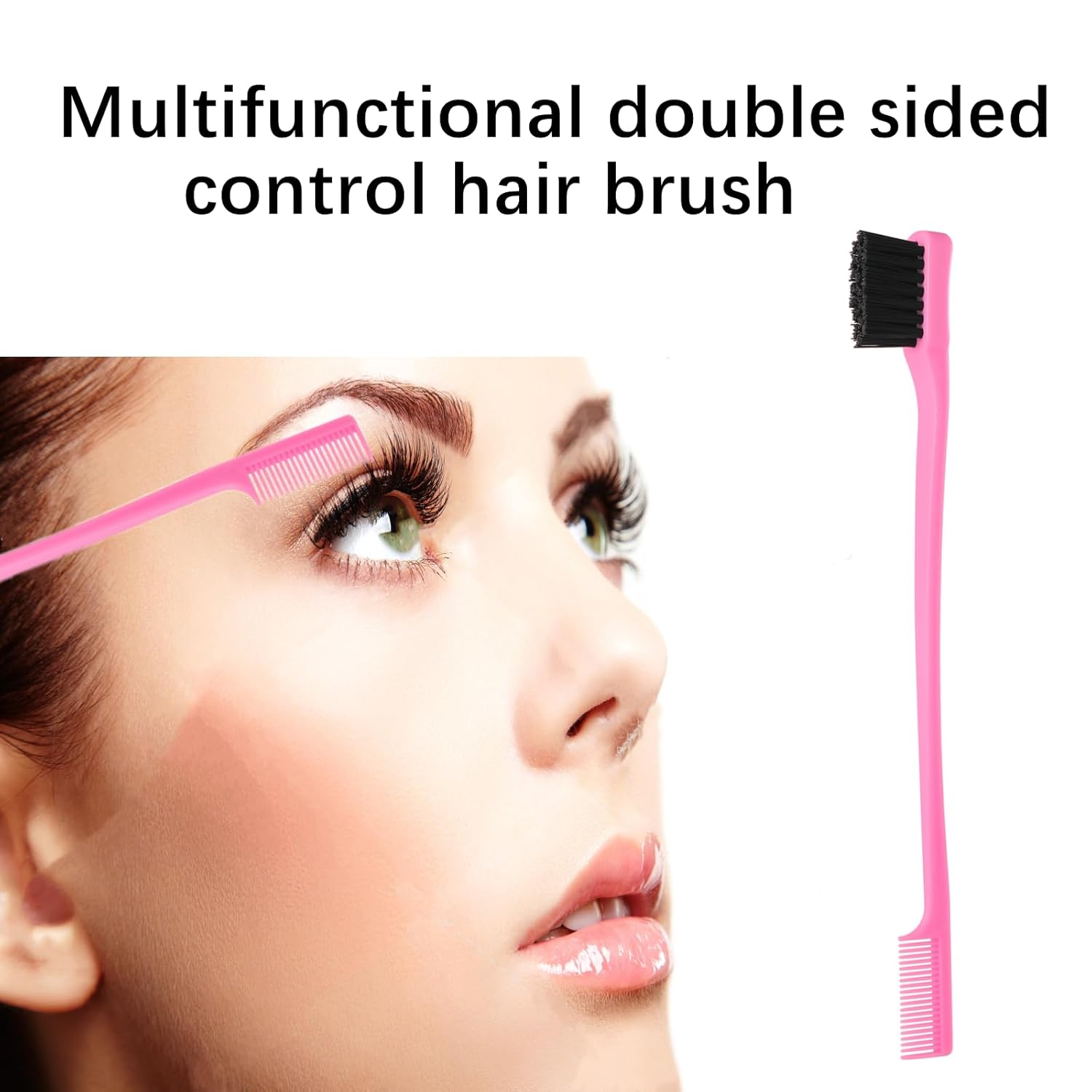 8Pcs Hair Brushes Set with 4Pcs Topsy Hair Tail Tools 1Pcs Bristle Teasing Hair Brush 1Pcs Edge Control Brush 2Pcs Metal Pin Rat Tail Combs for Woman Girl Hair Styling,Edge&Back Brushing Pink - Image 6