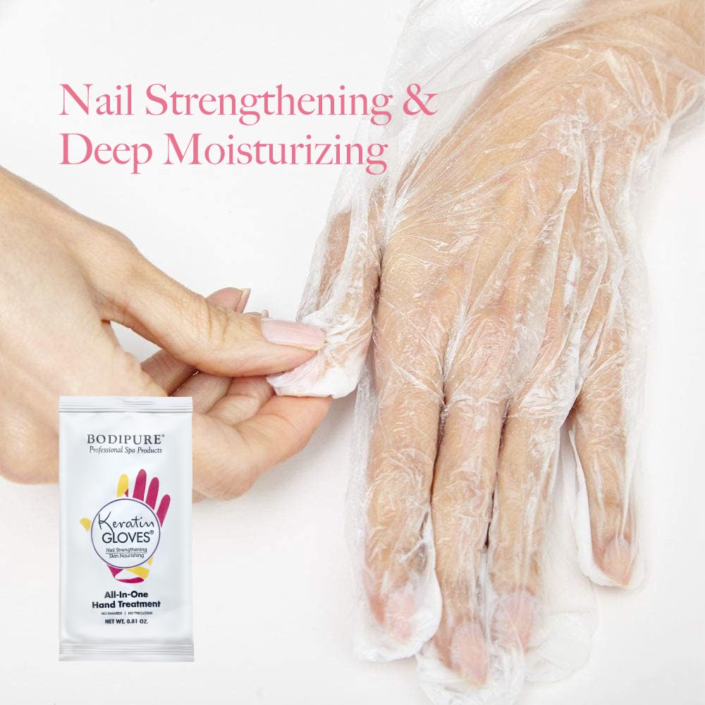 Bodipure Professional Keratin Gloves for Nail Strengthening, Moisturizing Hand Mask for Dry and Cracked Hands, Hand and Cuticle Treatment with Vegetable Keratin Cream 12 Pairs - Image 5