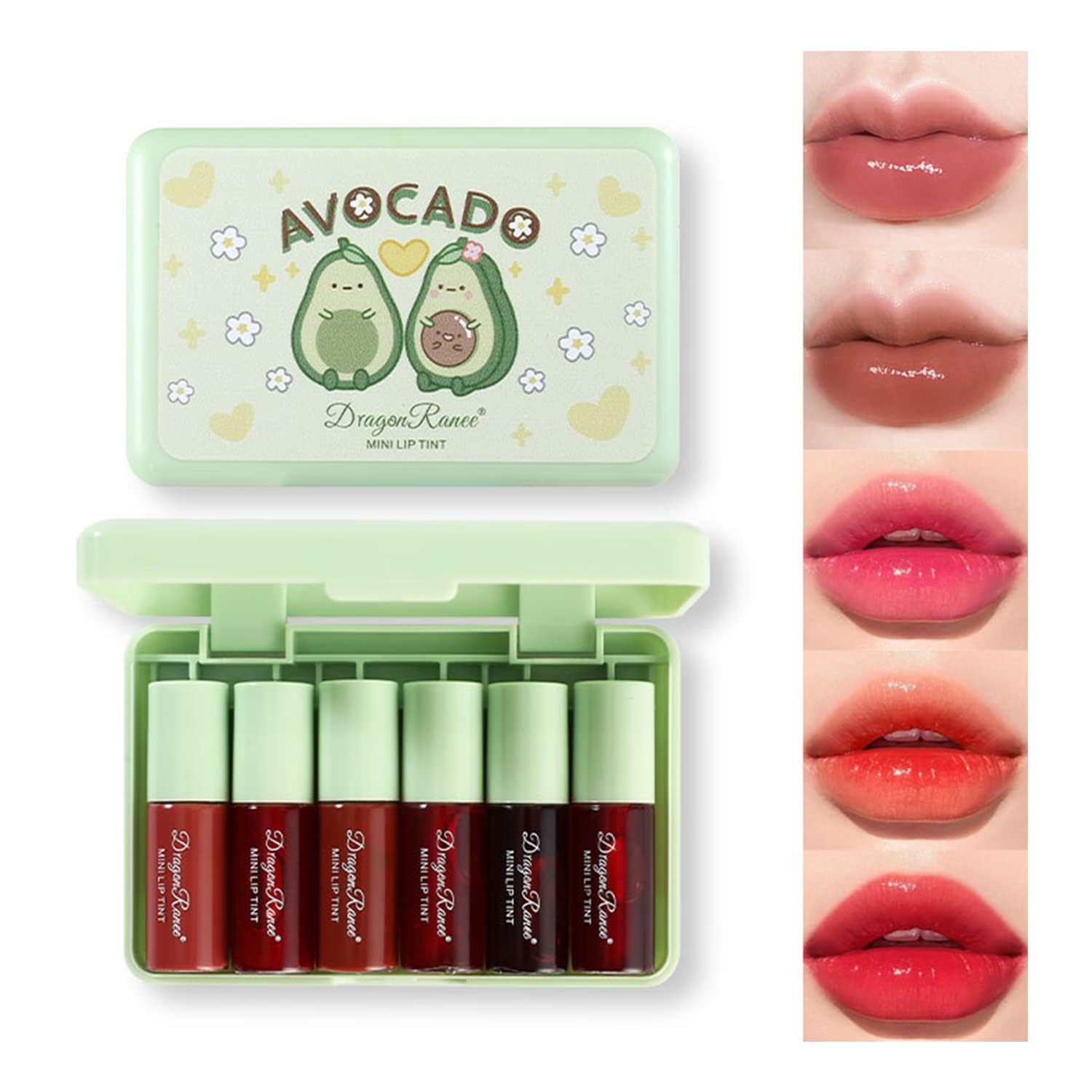 6 Colors Lip Tint Stain Set,Korean Velvet Water Lip Tint,Natural Lip and Cheek Tint, Long lasting Non-Stick Cup Waterproof Lip Tint Makeup - Image 2