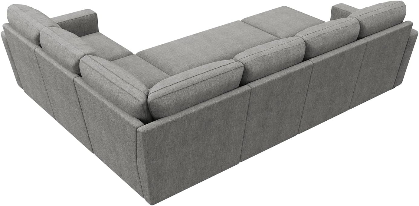 HONBAY Modular Sectional Sleeper Sofa with Pull Out Bed, Chenille Sectional Couch with Storage Seats Ottoman, U Shaped Couches for Living Room, Warm Grey - Image 9