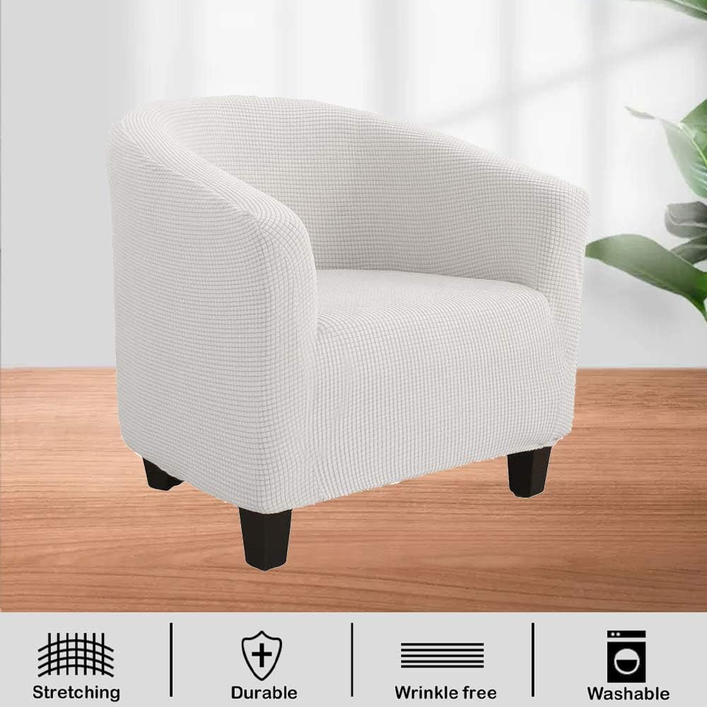 Club Chair Slipcover Polyester Blend Soft Sofa Furniture Protector Armchair Cover Stretch with Elastic Bottom Feature Textured Machine Washable Jacquard Knitted Fabric - Image 4