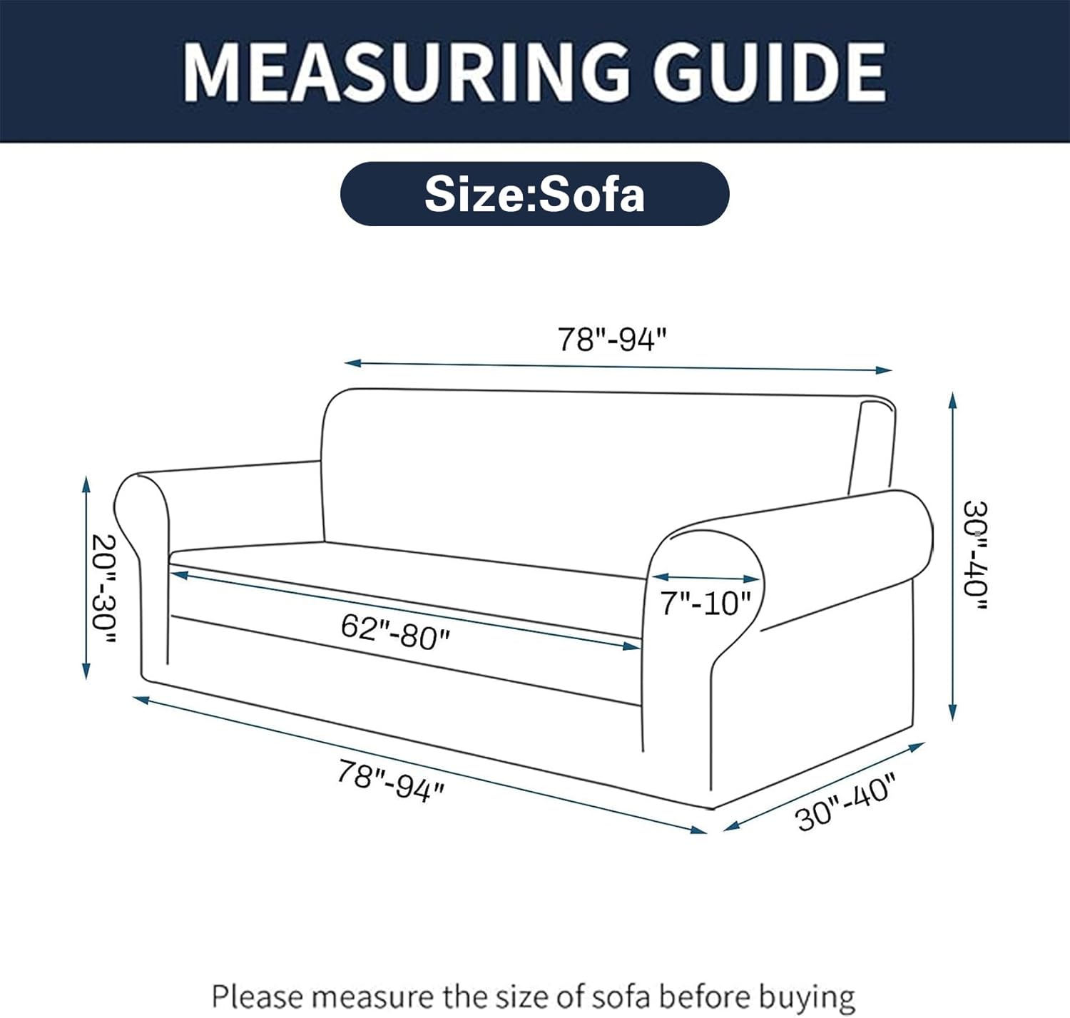 2025 New Stretch Sofa Slipcovers Couch Cover for 3 Cushion Furniture Protector Sofa Covers with Elastic Bottom Jacquard Fabric Small Checks for Pets, Kids -Sofa, Black - Image 3