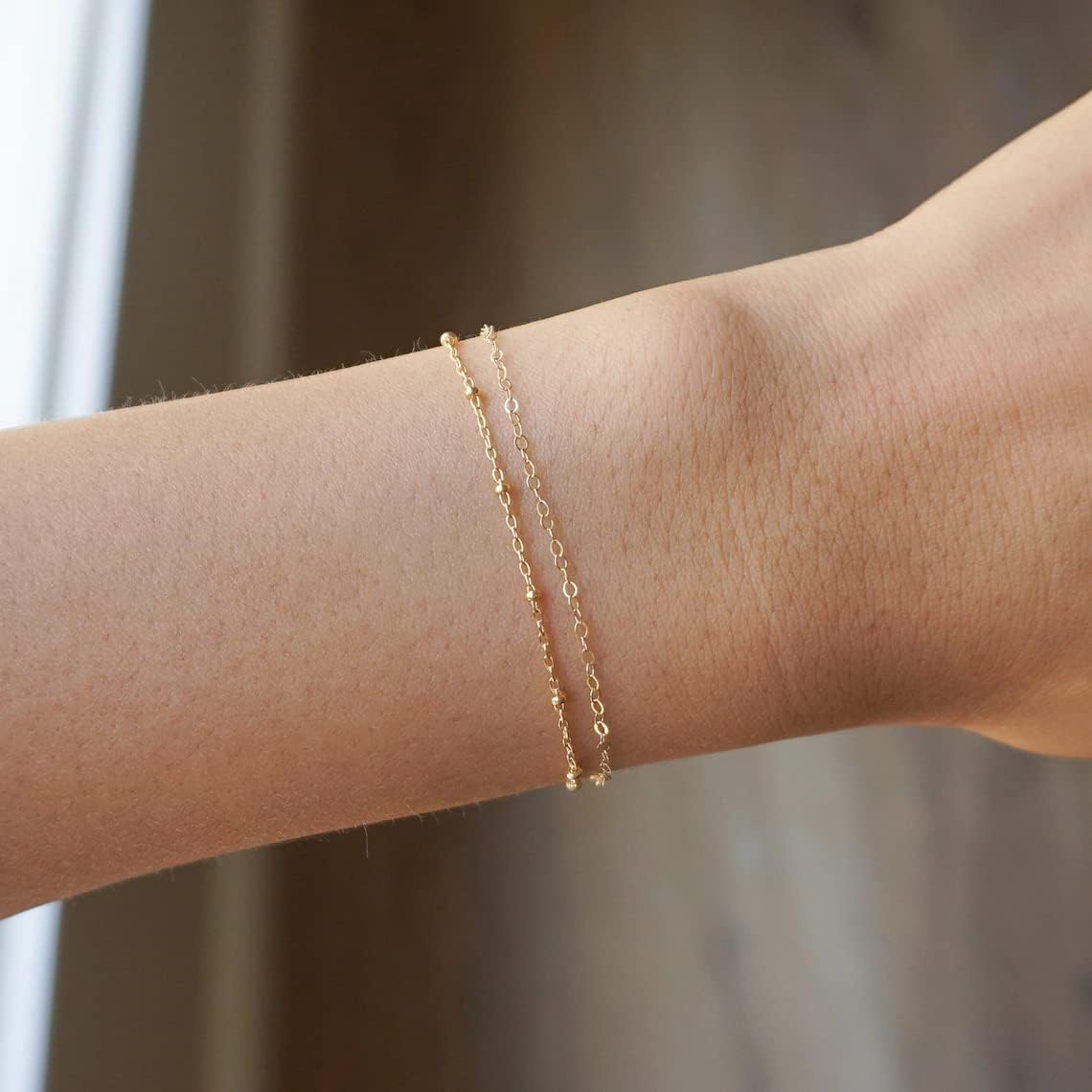 Tasiso Dainty Gold Bracelets for Women Cute Tiny Sideways Cross Bracelets Layered Pearls Herringbone Chain Toggle Clasp Bracelet Minimalist Handmade Jewelry Gift - Image 7