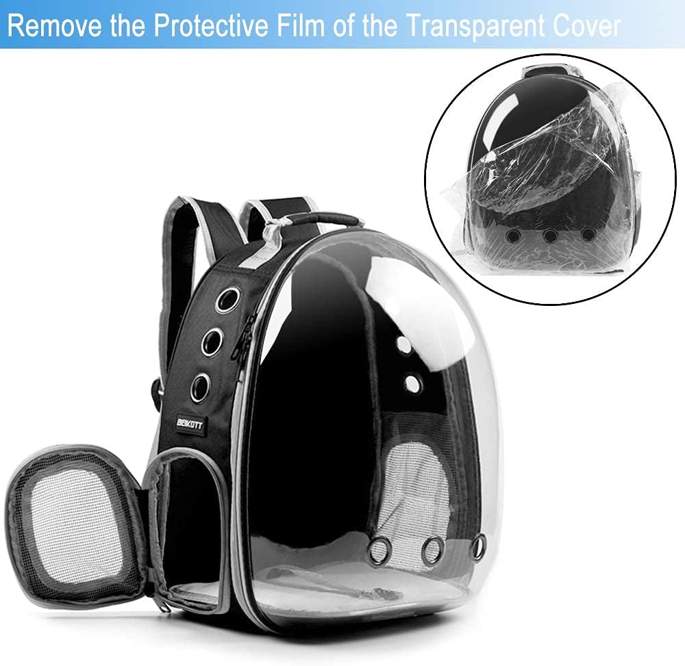 Cat Backpack Carriers, Dog Backpack, Pet Backpack for Small Cats Puppies Dogs Bunny, Airline-Approved Ventilate Transparent Bubble Backpack for Travel and Outdoor(Black) - Image 4