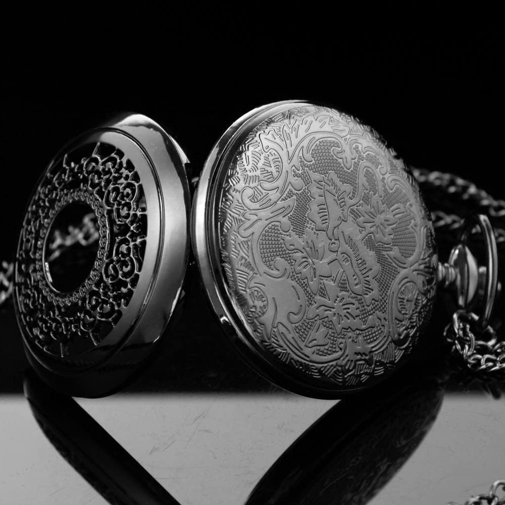 Tiong Pocket Watch Hollow Blue Star Design Roman Numerals Quartz with Chain Christmas Birthday Gifts - Image 7