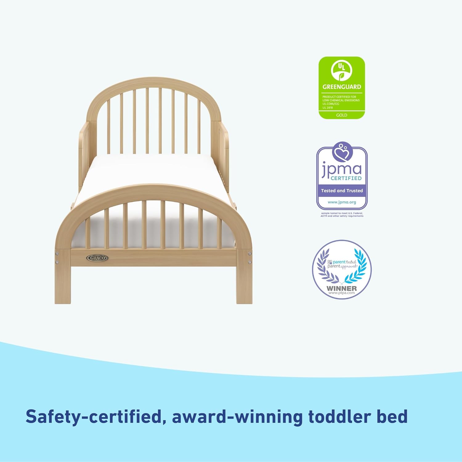 Graco Olivia Toddler Bed (Driftwood) - GREENGUARD Gold Certified, Includes Toddler Safety Guardrails, Fits Standard Crib & Toddler Mattress, Stylish Arched Design - Image 5