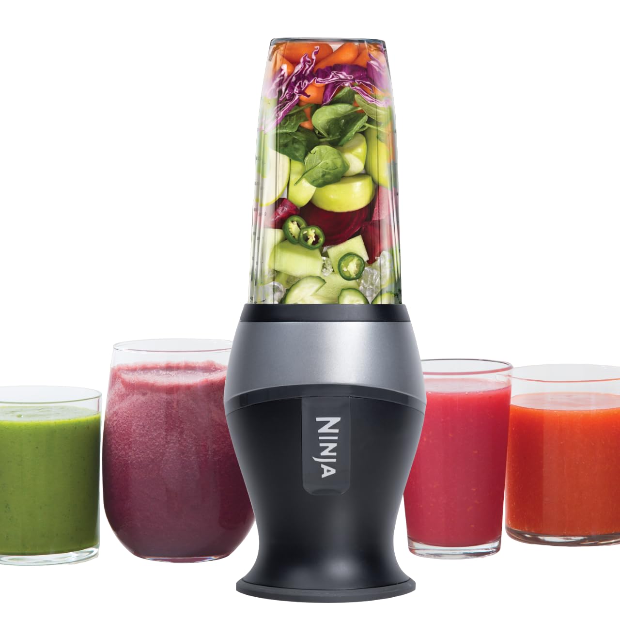 Ninja Fit Compact Personal Blender, Portable Blender for-Smoothies, Shakes, Food Prep, and Frozen Blending, 700-Watt Base, (2) 16-oz. Cups and Spout Lids, Black QB3001SS - Image 2