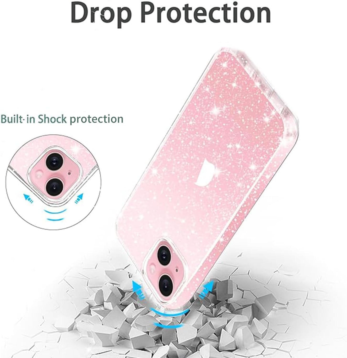 Compatible with iPhone 13 Case, Clear Glitter Soft TPU Shockproof Protective Bumper Cover, Sparkle Bling Sparkly Cute Slim Women Girls Phone Case for iPhone 13, 6.1inch - Image 7