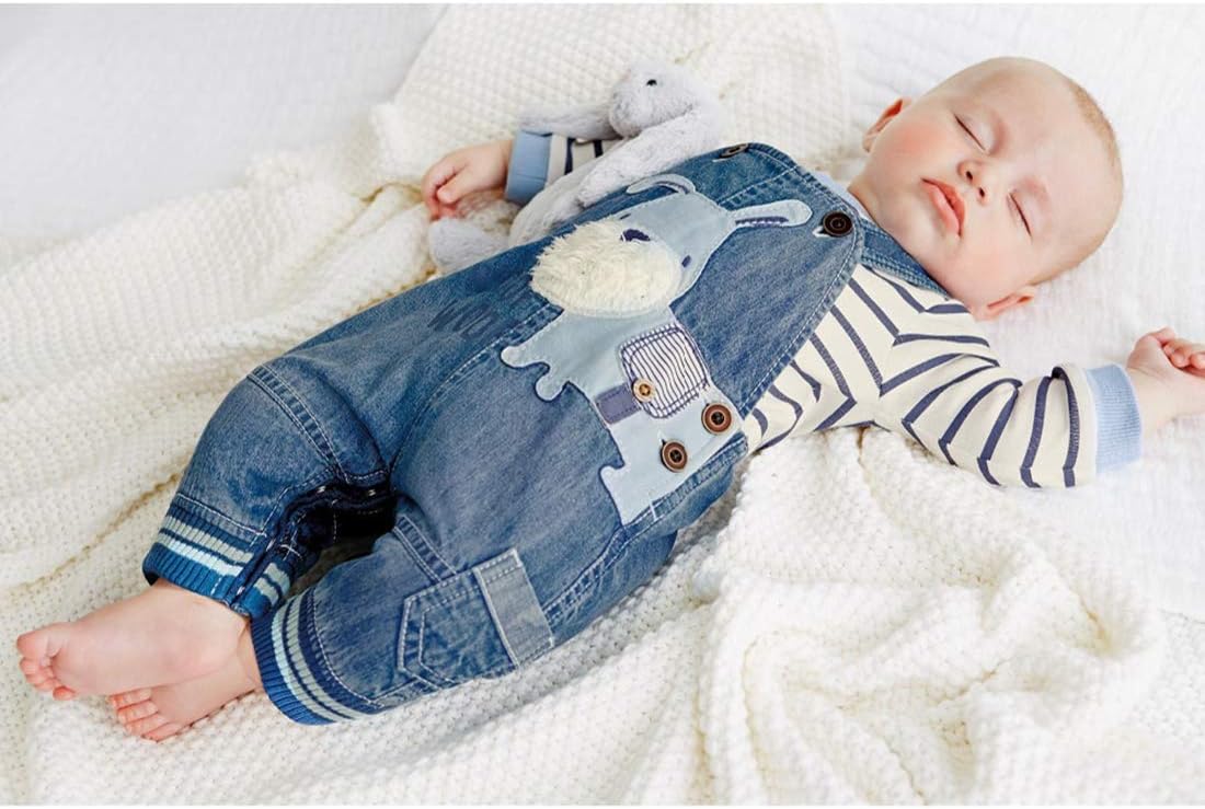 Cute Baby Boy Clothes Suit Toddler Boys' Striped long Sleeve T-Shirt+Denim Overalls Jumpsuit Pants Outfits Sets - Image 3
