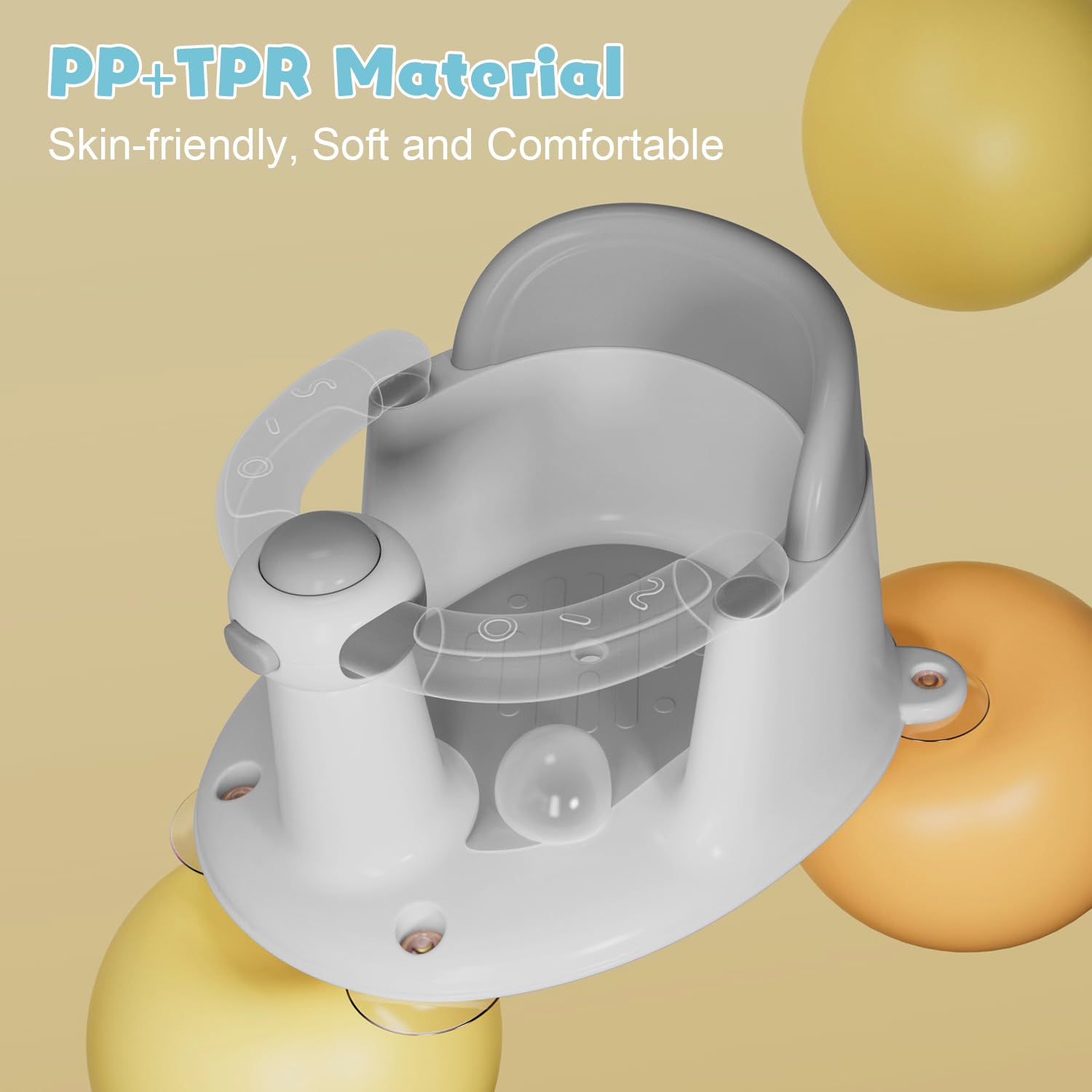 Baby Bath Seat for Babies 6 Months & Up, Bath Seats for Babies Sitting Up, 3 Baby Bath Toys, Open Design Bathtub Seat for Baby, Non-Slip, Compact Toddler Bath Seat. - Image 3