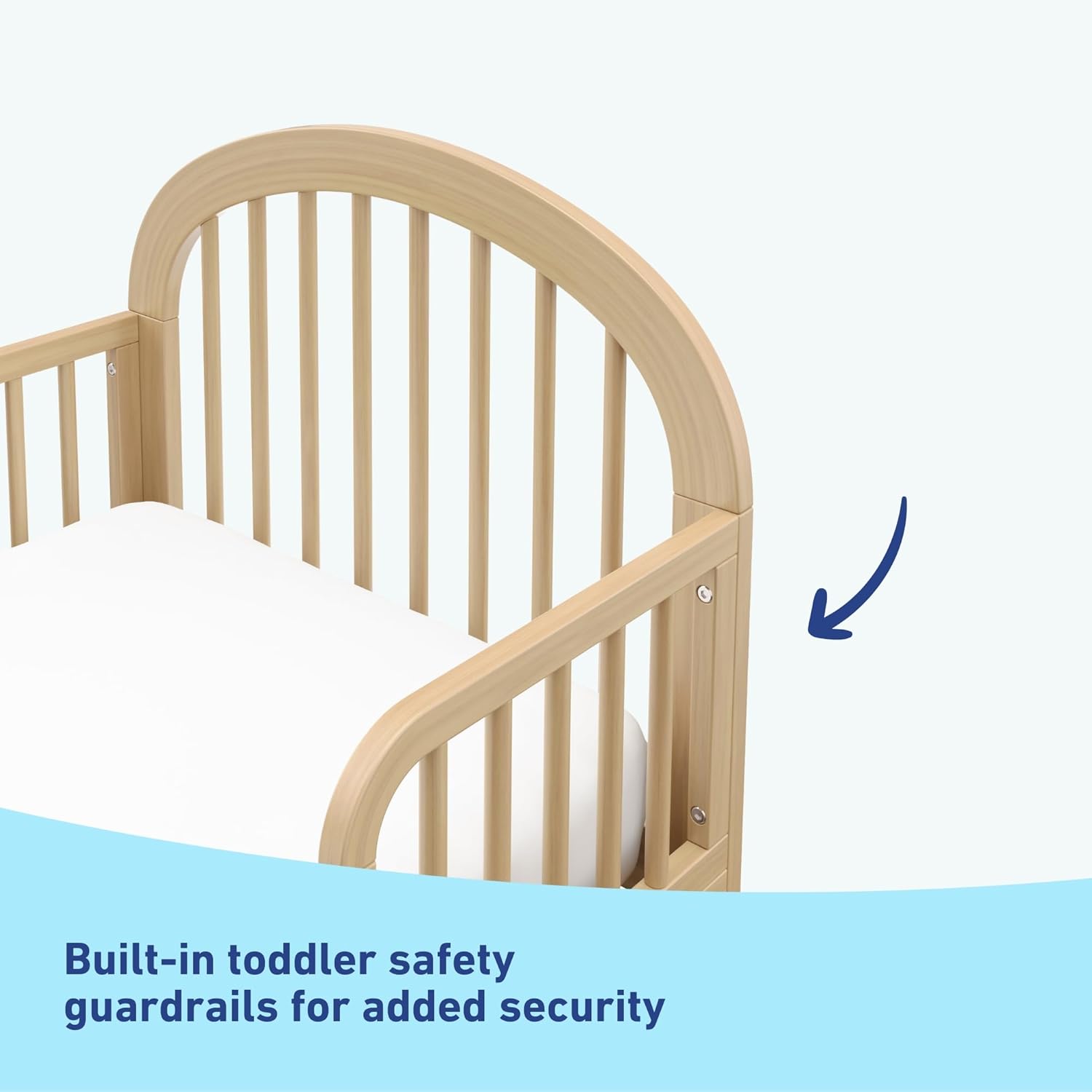 Graco Olivia Toddler Bed (Driftwood) - GREENGUARD Gold Certified, Includes Toddler Safety Guardrails, Fits Standard Crib & Toddler Mattress, Stylish Arched Design - Image 6