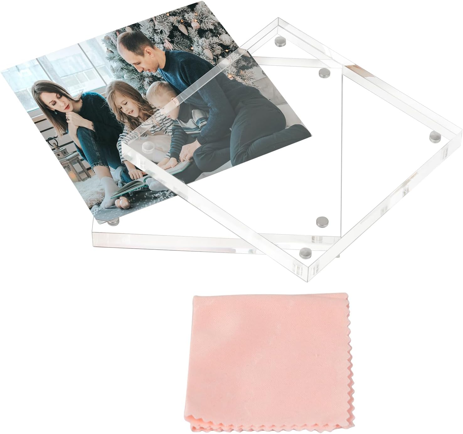 ECOSEAO Minimalist Picture Frame Acrylic Glass Photo Frame with Desktop Display Horizontally or Vertically (Transparent, 6X6) - Image 4