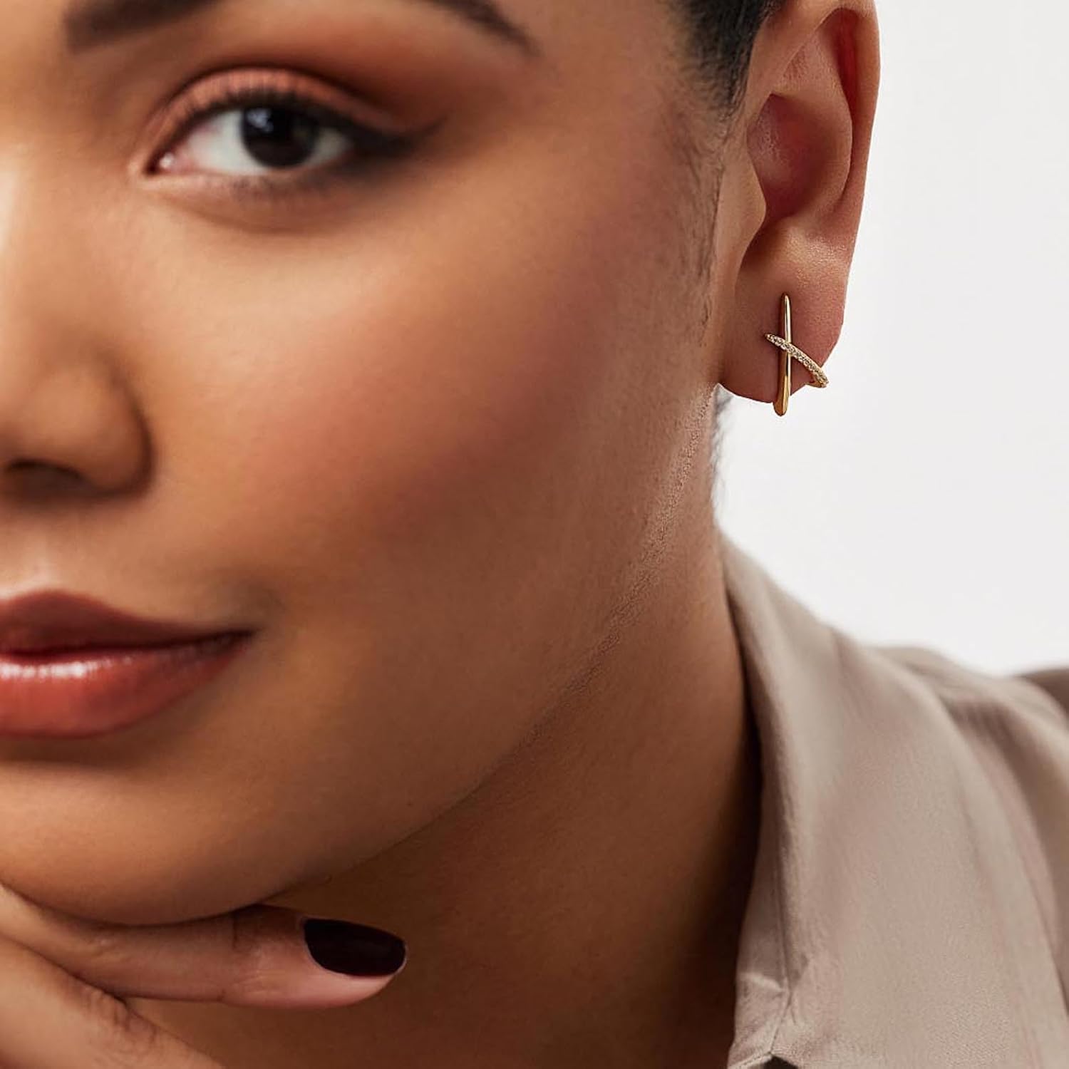 Gold Earrings for Women Trendy,14K Gold Stud Earrings Dainty Earrings Simple Minimalist Cubic Zirconia Diamond Gold Earrings Hypoallergenic Earring for Women Gifts - Image 5