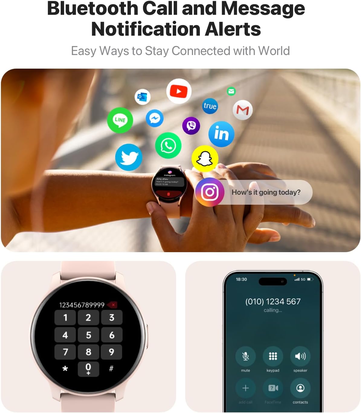 Smart Watch, HD Smartwatch for Men Women (Answer/Make Calls), Fitness Watch with 100+ Sport Modes, IP68 Waterproof/Heart Rate/Sleep Monitor, Activity Trackers for iOS/Android - Image 3