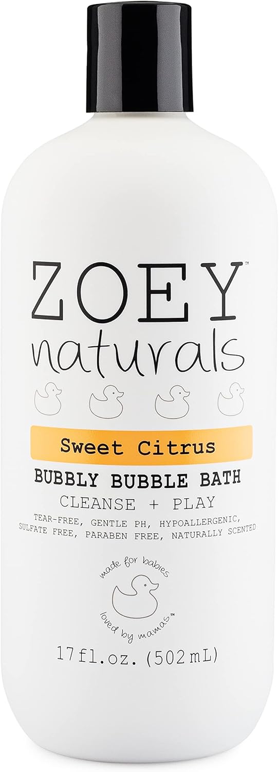 Zoey Naturals - Sweet Citrus Bubble Bath for Kids & Babies - Organic Tear-Free, Non-Toxic Toddler Soap with Moisturizing Aloe & Avocado Oil - Long Lasting Bubbles - Made in USA, 17 oz - Image 2