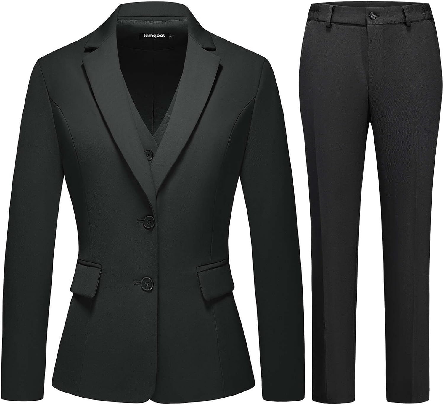 Lamgool Women 3 Piece Suit Single Breasted Blazer Formal Business Pantsuit Office Lady Tuxedo Set - Image 2