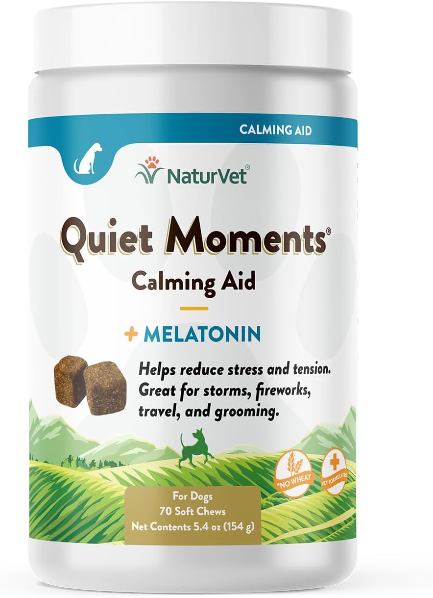 NaturVet Quiet Moments Calming Aid Dog Supplement – Helps Promote Relaxation, Reduce Stress, Storm Anxiety, Fireworks, Motion Sickness for Dogs – Tasty Pet Soft Chews with Melatonin – 70 Ct. - Image 2