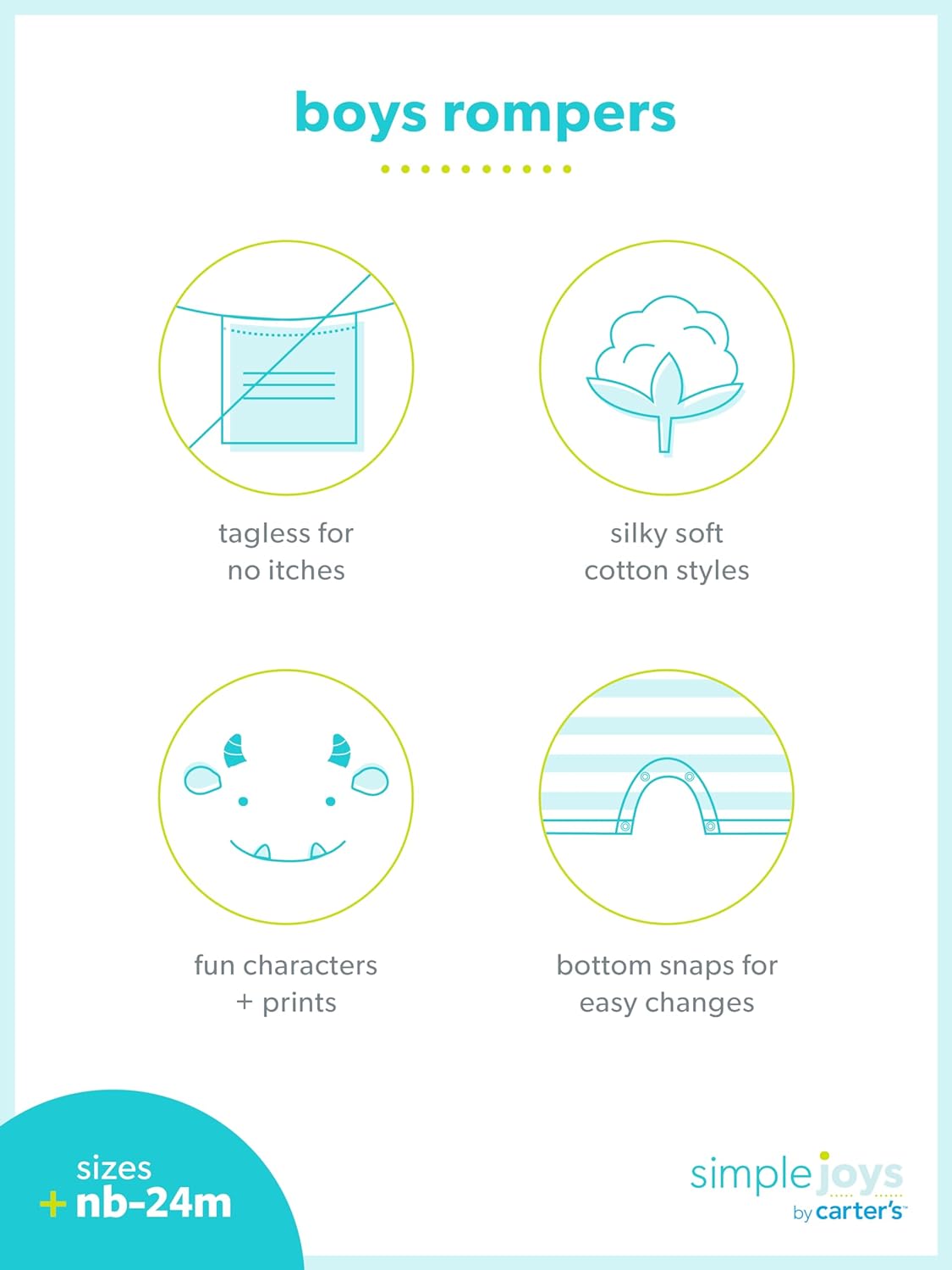 Simple Joys by Carter's baby-boys 3-pack Rompers - Image 3