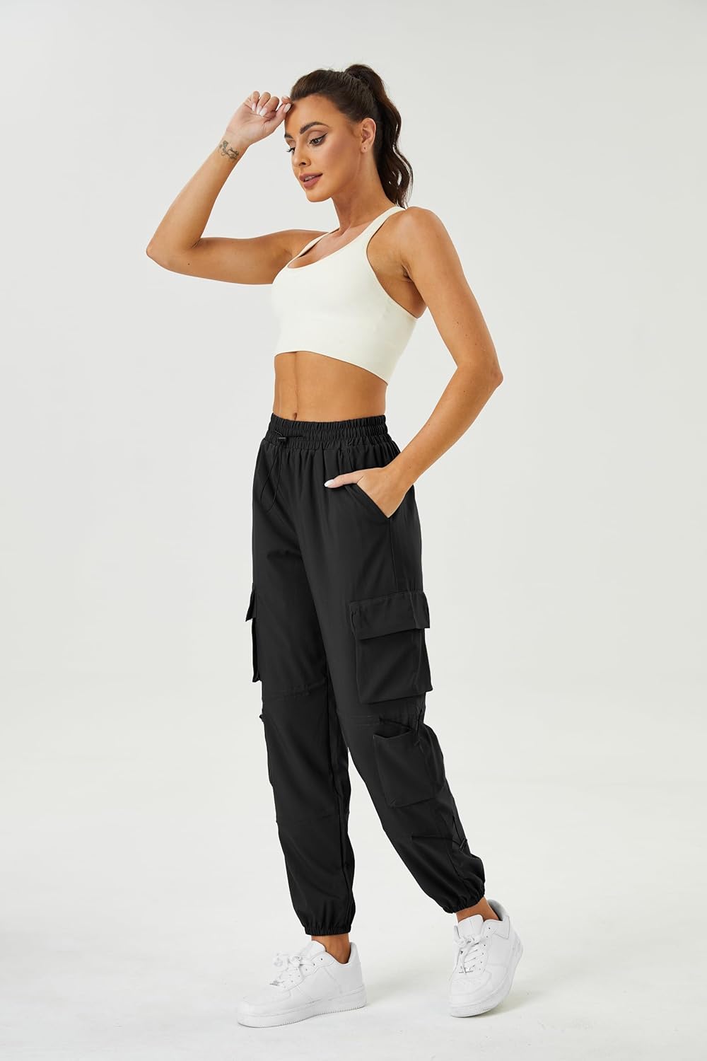 Womens Parachute Cargo Pants with Pockets Quick Dry Hiking Pants Lightweight Water-Resistant Baggy Joggers - Image 5