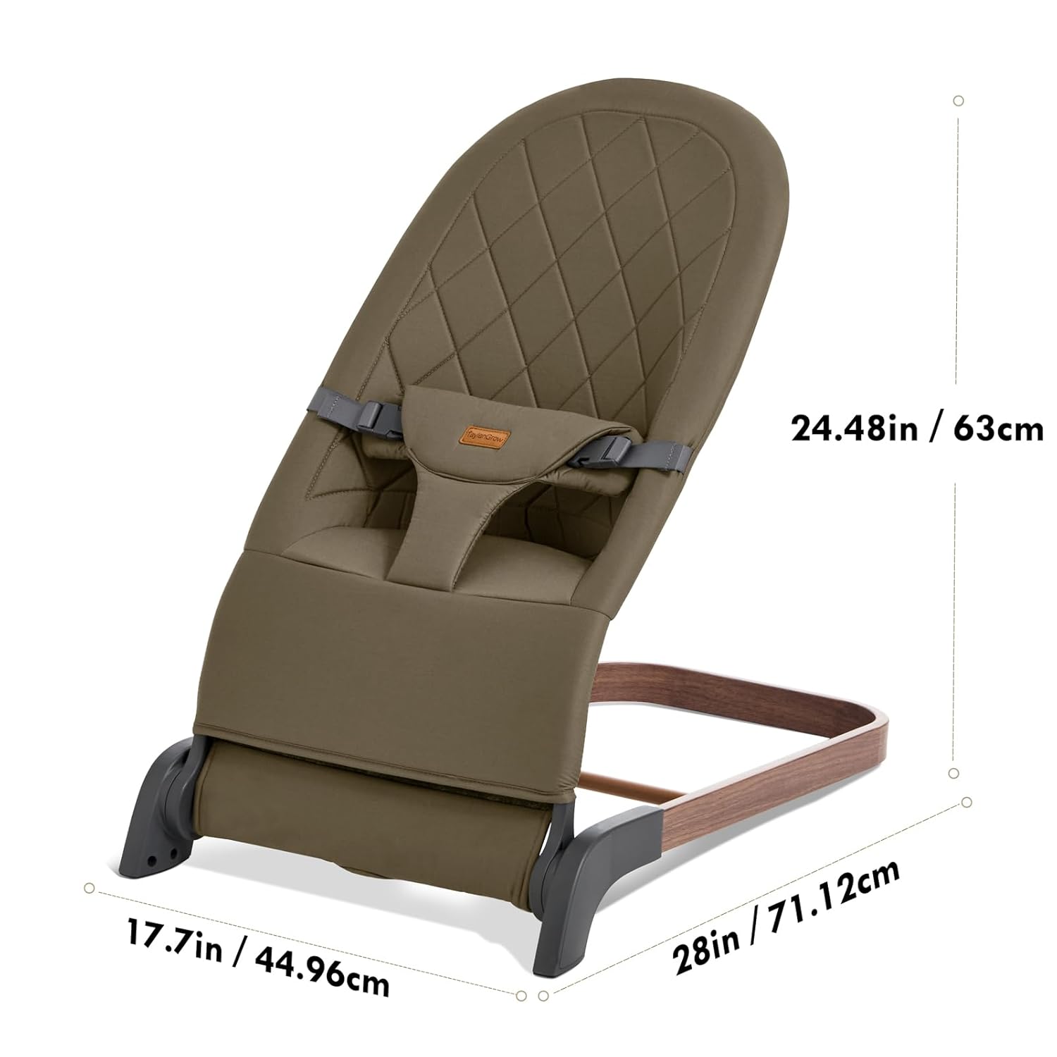 Foldable Baby Bouncer, Baby Bouncer Seat with 3 Adjustable Heights, Portable Newborn Rocker, Ergonomic Bouncer Seat for Natural Bounce, Bouncer for Babies 0-6 Months, Soft Cotton (Green) - Image 8