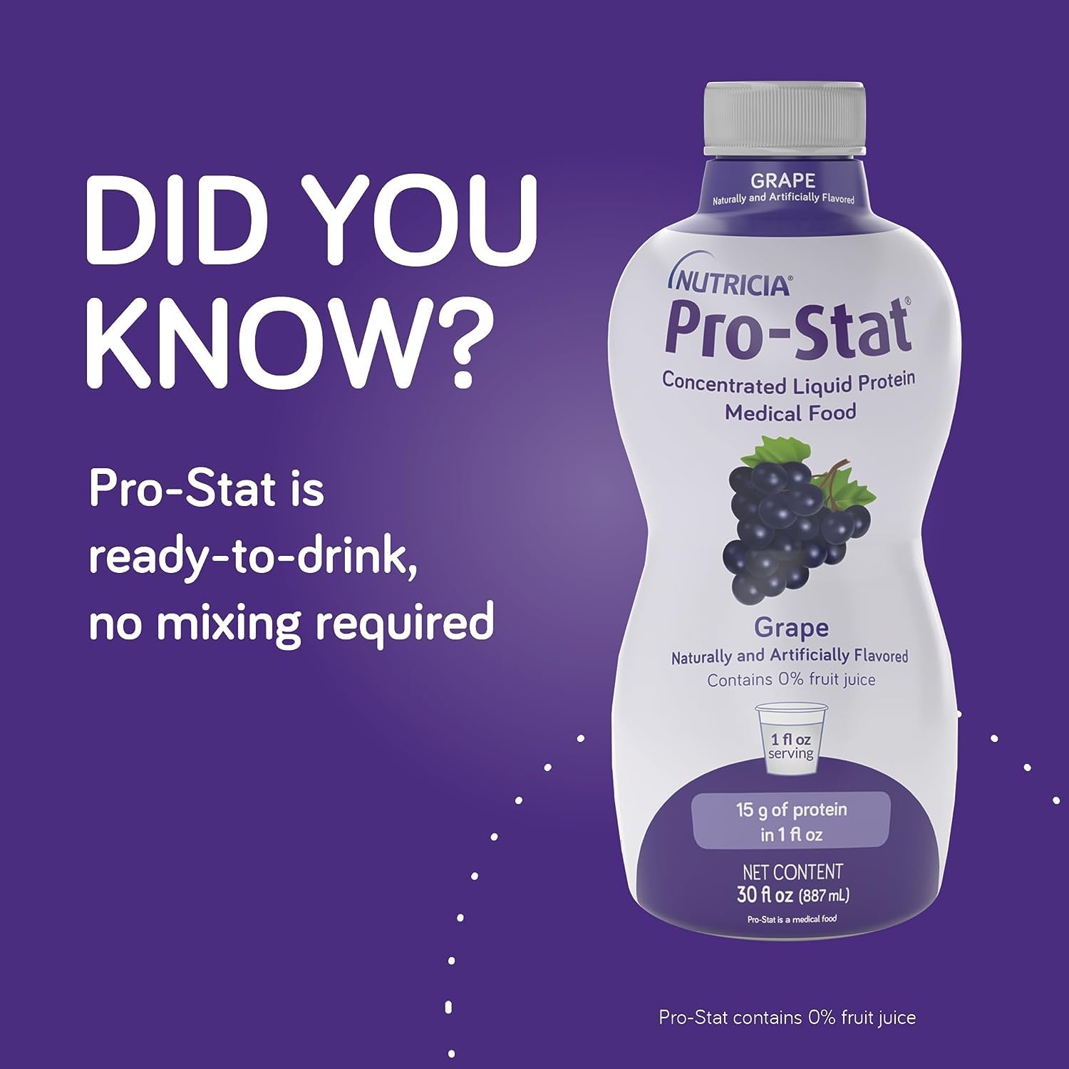 Pro-Stat Concentrated Liquid Protein Medical Food - Grape Flavor, 30 Fl Oz Bottle - Image 5