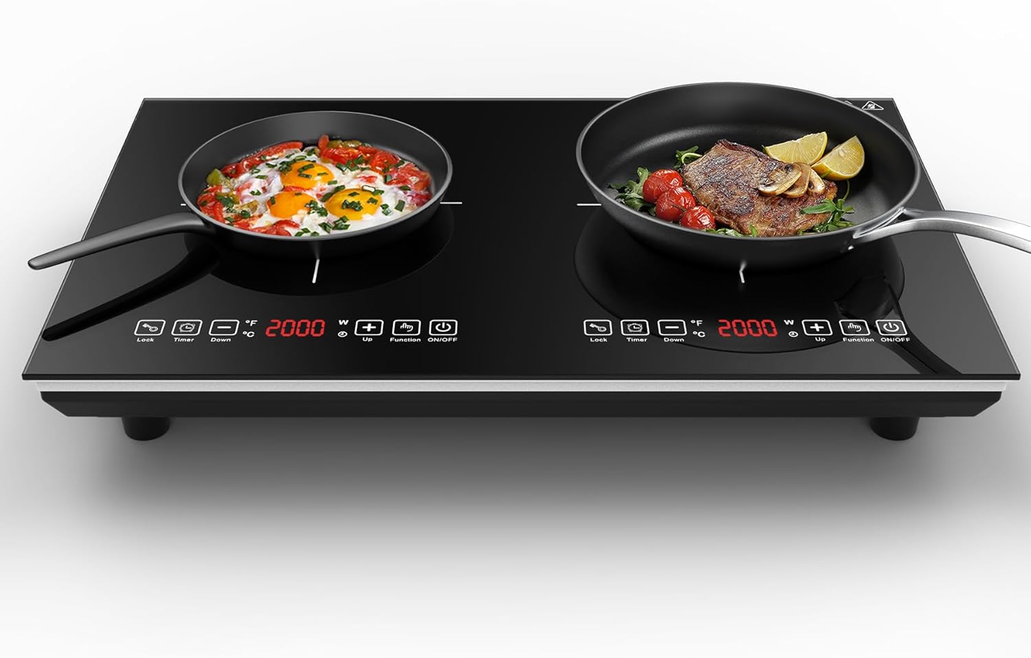 VBGK Double Induction Cooktop, 110V 4000W Electric cooktop,Hot Plate LED Sensor Touch Energy-Saving Portable Induction Cooktop with Child Safety Lock & Timer 2 burner induction cooktop - Image 2