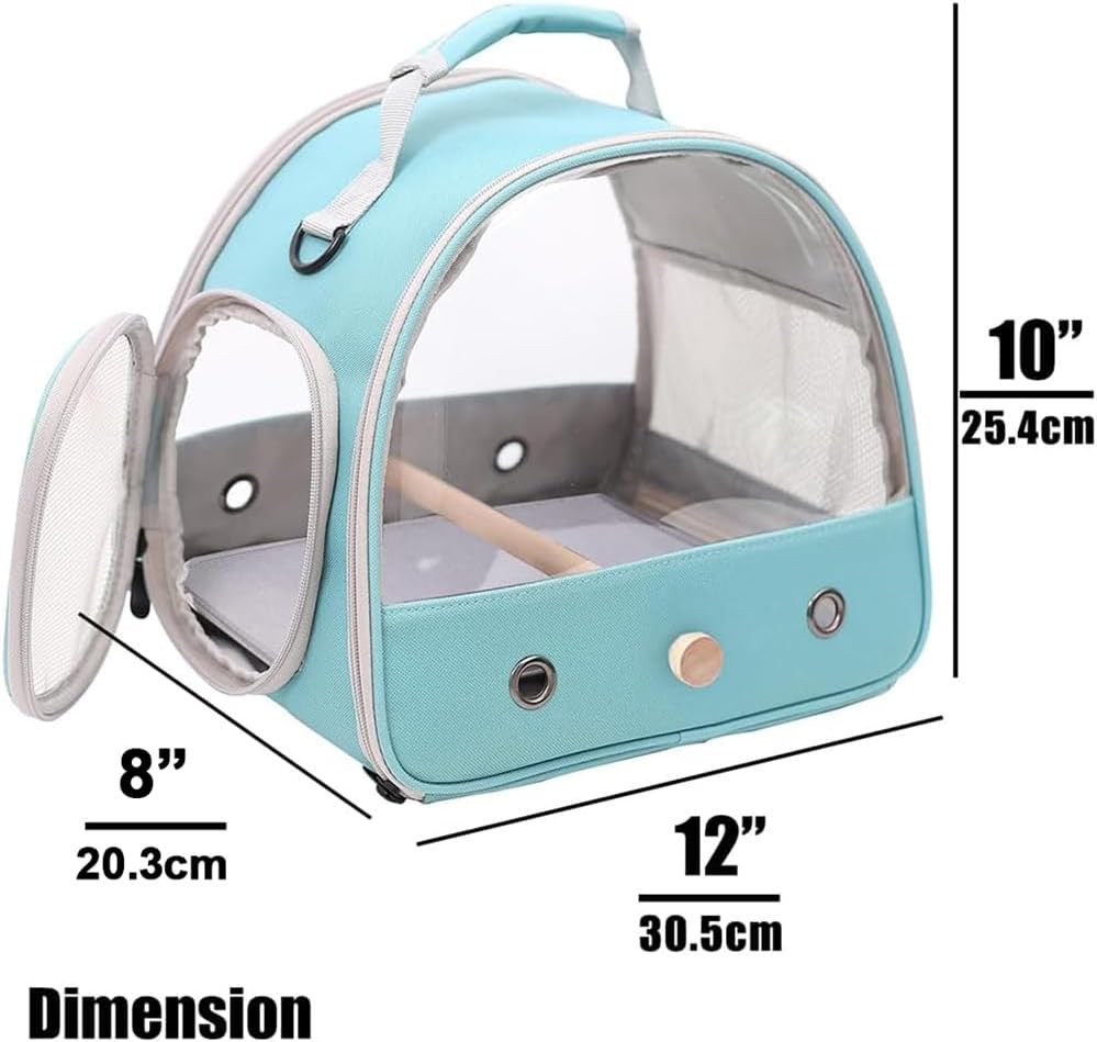 Small Bird Travel Cage Carrier, Portable Small Bird Parrot Parakeet Carrier with Standing Perch and Comfy Mat (NO Tray), Bird Carry Transport Bag for Vet Visit Shopping and Outdoor Adventure. - Image 3