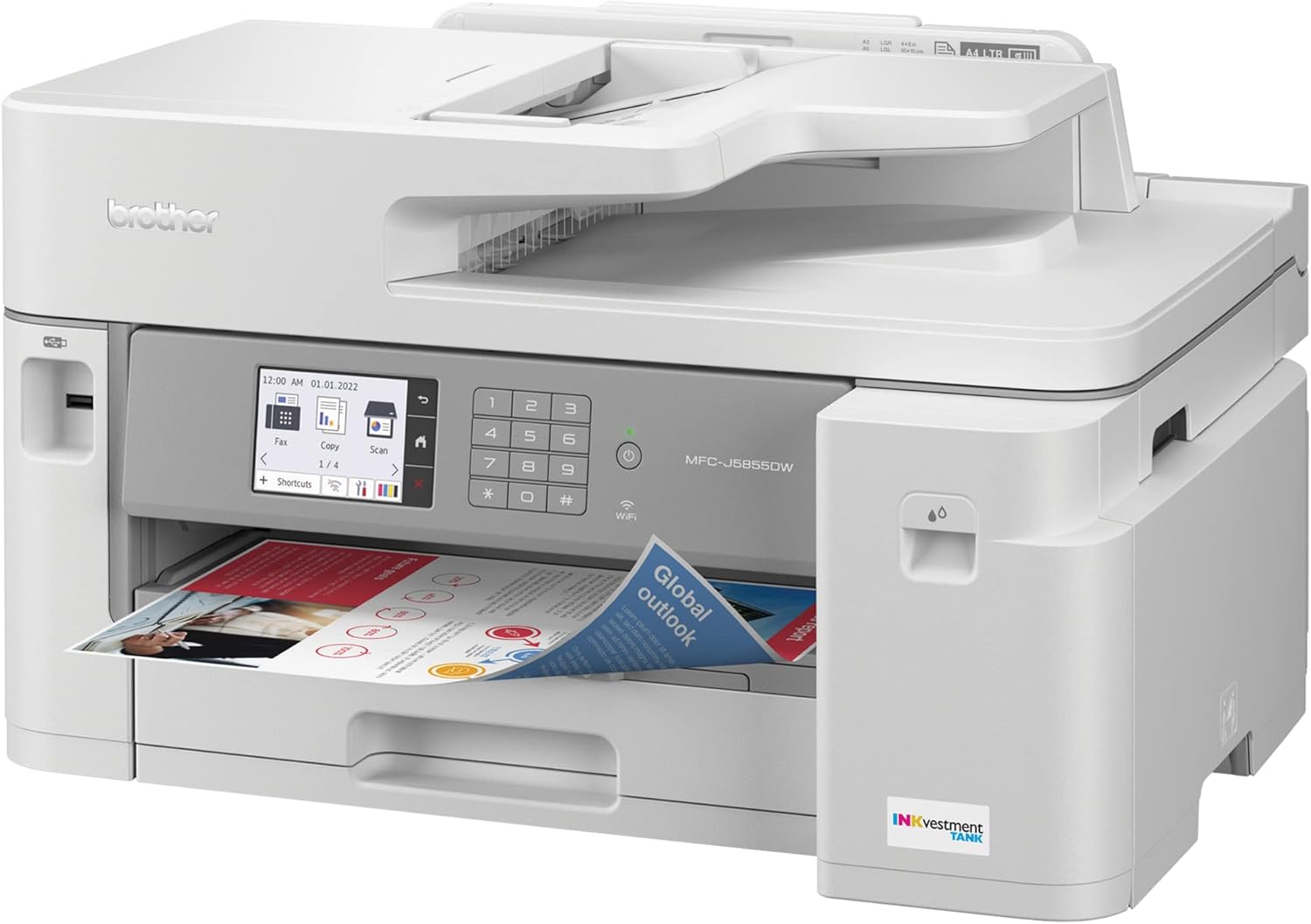 Brother MFC-J5855DW INKvestment Tank Color Inkjet All-in-One Printer with up to 1 Year of Ink in-box1 and to 11” x 17” Printing Capabilities, White - Image 3